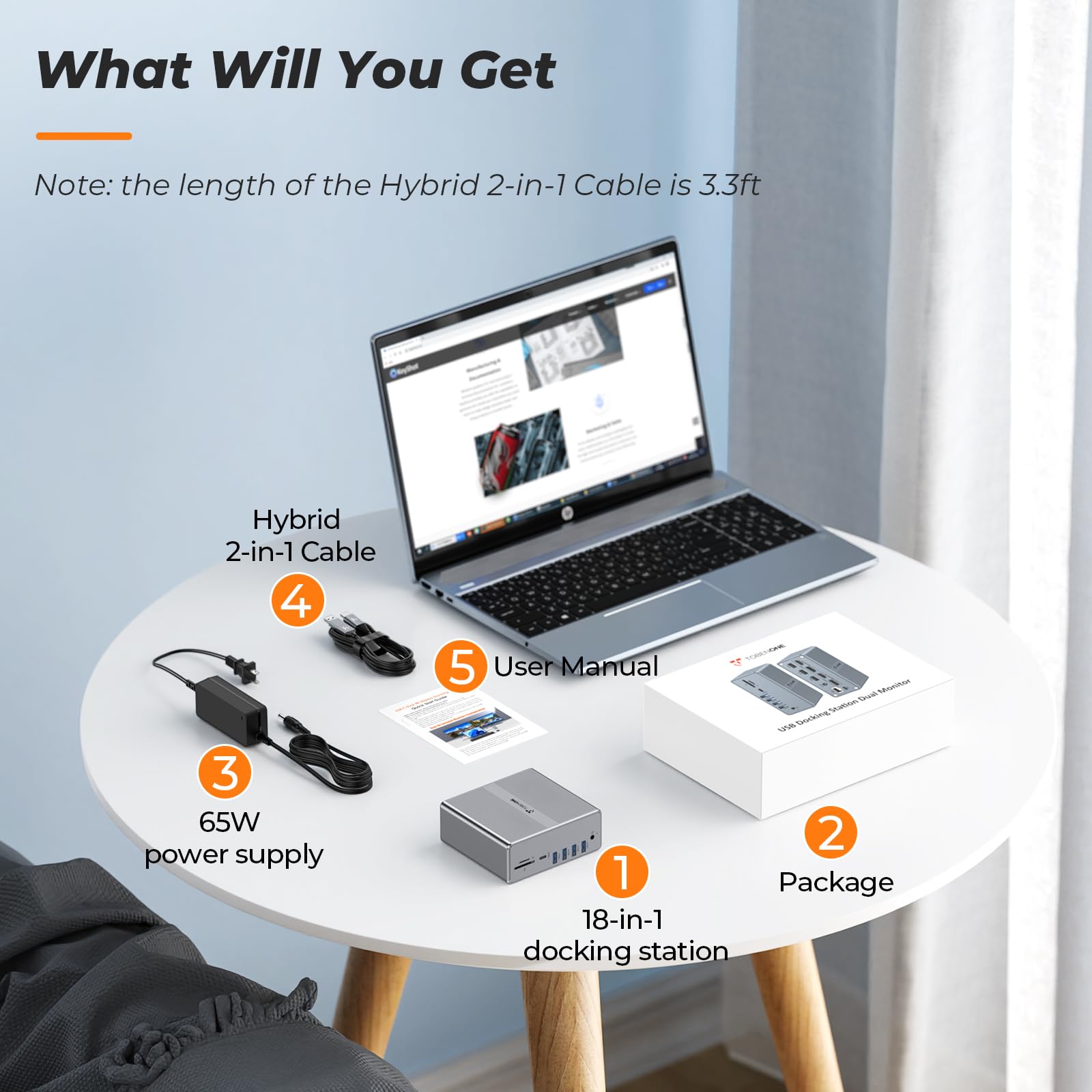 TobenONE Universal Docking Station for MacBook & Windows - Dual 4K@60Hz HDMI & DisplayPort, 65W Power Delivery, 7 USB Ports, USB-C 3.1, Ethernet, SD/TF Card Reader - Perfect for Home Office, Gaming & Multi-Monitor Setup