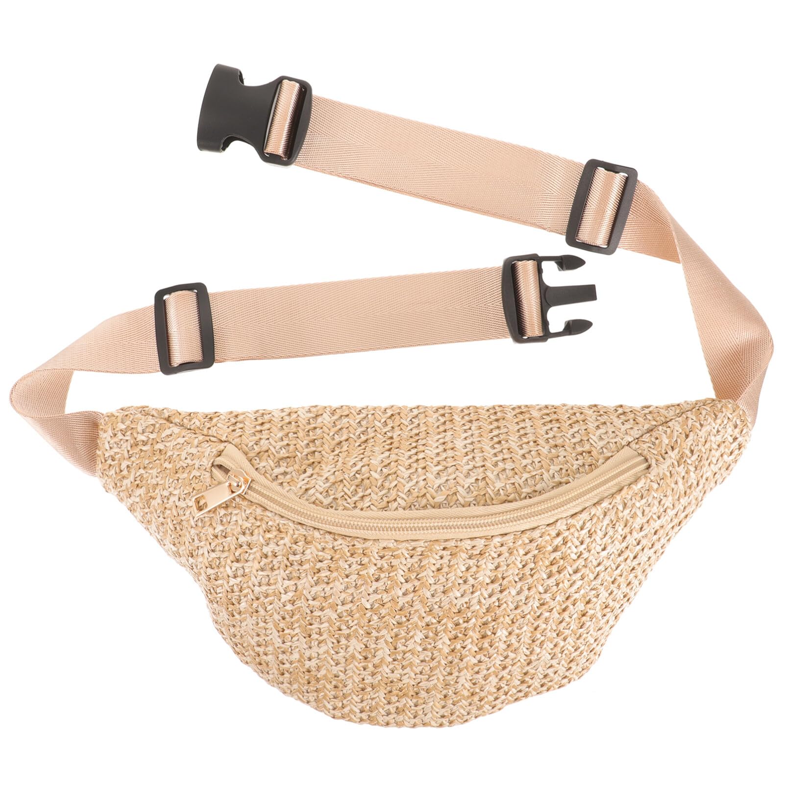 **Amosfun Kids Fanny Pack for Boys & Girls - Adjustable Waist Bag for Hiking, Festivals, Travel - Crossbody Chest Pouch - Summer Straw Woven Design - Unisex for Men & Women**    *(Perfect for outdoor adventures, concerts, shopping, and everyday casual wear!)*