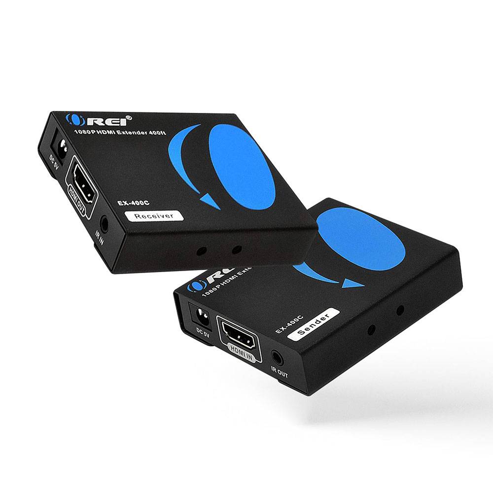 1080p HDMI Extender Over CAT6/7 Cable - 400ft Long Range with IR Control (EX-400C) - Perfect for Home Theater, Conference Rooms & Gaming Setup