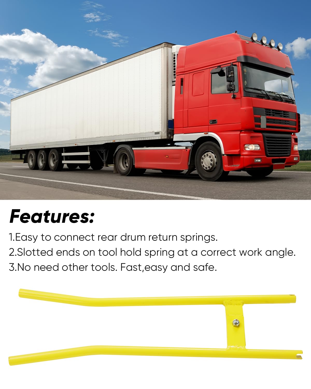 Heavy Duty Truck Brake Spring Tool Kit - Professional Brake Anchor Pin & Spring Installer for Brake Shoe Replacement - Ideal for Semi Trucks & Commercial Vehicles Maintenance