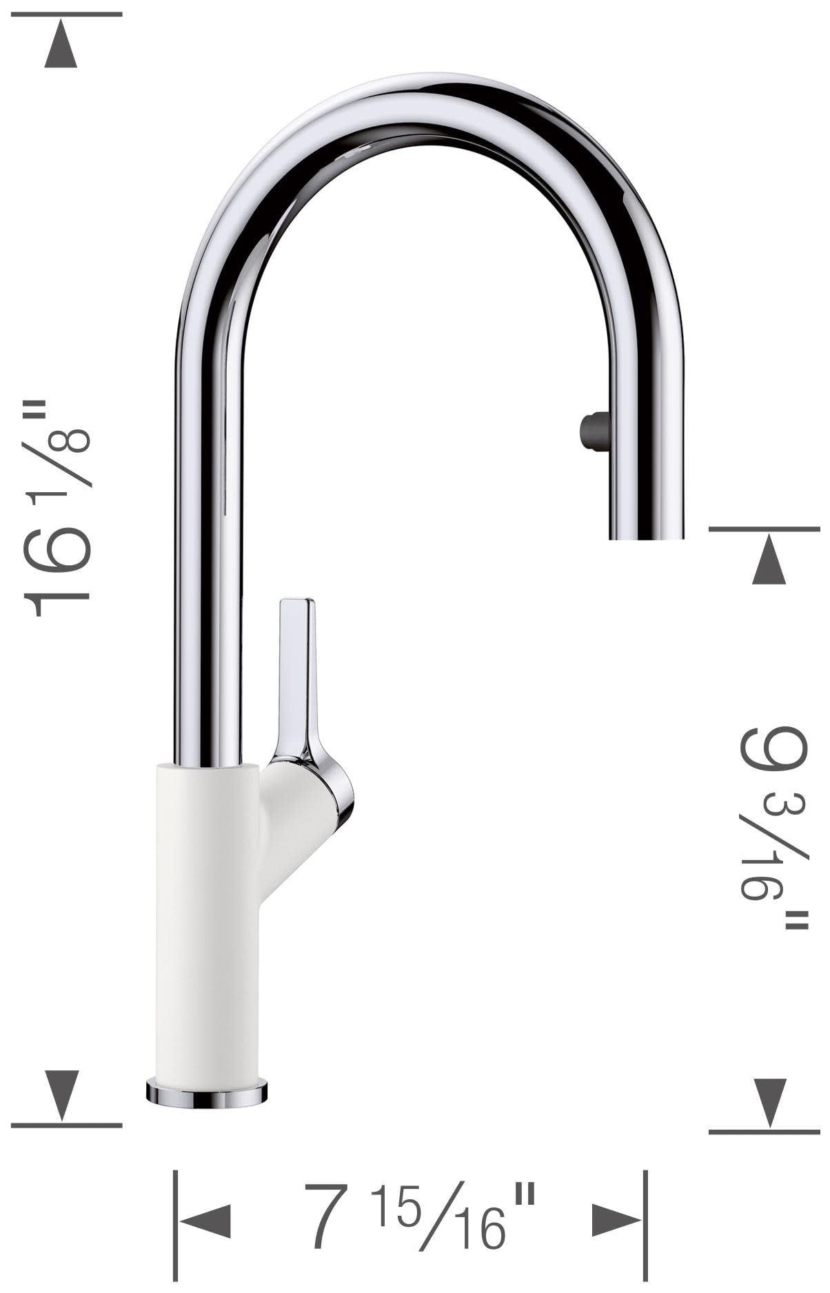 BLANCO 526390 Urbena Single Handle Pull-Down Kitchen Faucet - 1.5 GPM Flow Rate, Chrome Finish - Perfect for Modern Home & Restaurant Sinks