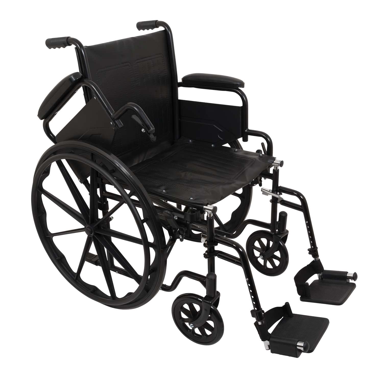 ProBasics K2 Foldable & Portable Standard Self-Propel Manual Wheelchair with Flip Back Padded Armrests - 300 lbs Weight Capacity, Black - Ideal for Home Use, Travel, and Mobility Assistance
