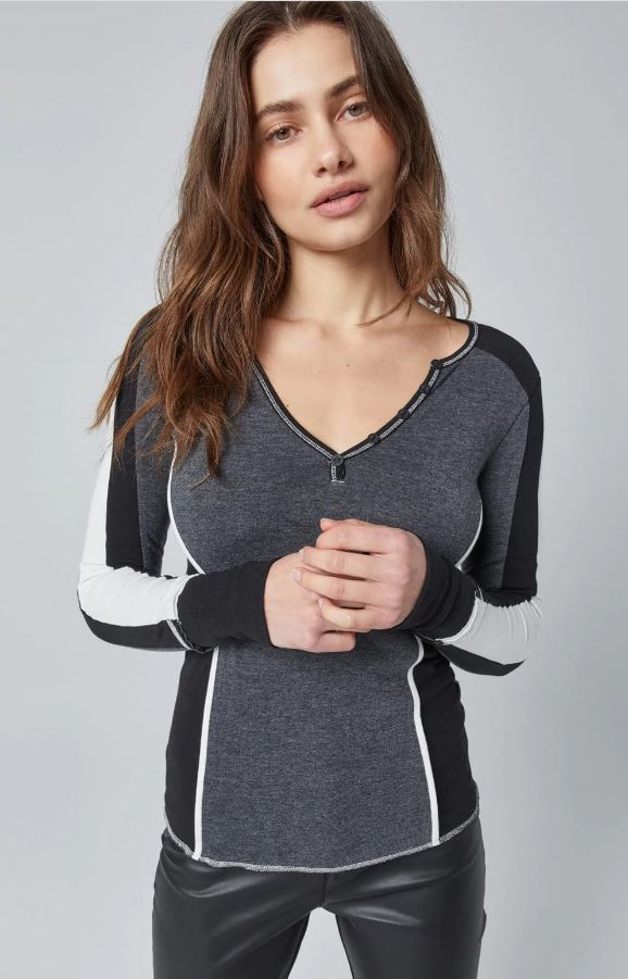 Zara Henley T-Shirt for Men - Heather Black Long Sleeve Cotton Top | Casual Wear, Layering & Everyday Outfits