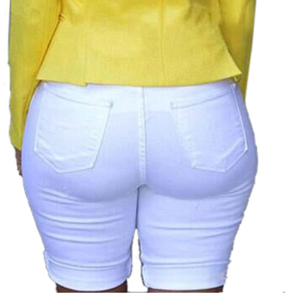 Women's Ripped Denim Shorts - High Waisted Casual Jean Shorts for Fall & Winter | White Distressed Denim Leggings | Perfect for Layering, Streetwear & Casual Outfits (One Size)