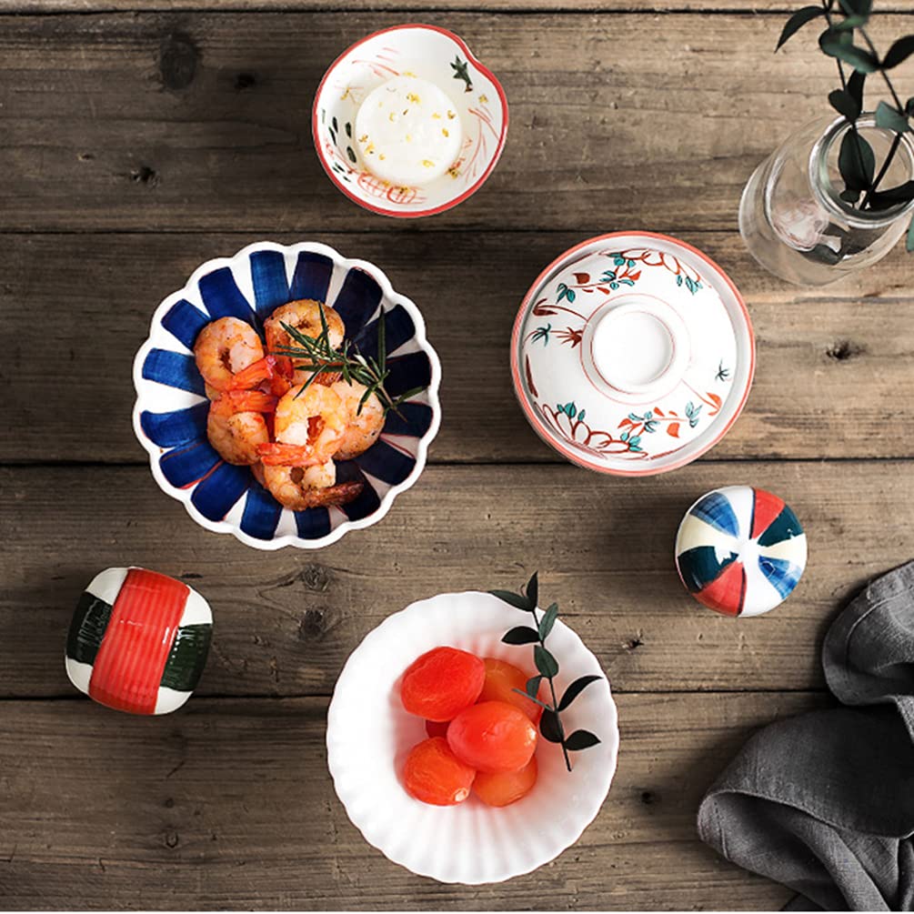 Hemoton 1pc Japanese Style Ceramic Bowl with Stand - White Salad Bowl for Dining, Kitchen & Tableware - Perfect for Sushi, Ramen, Rice Bowls & Home Decor