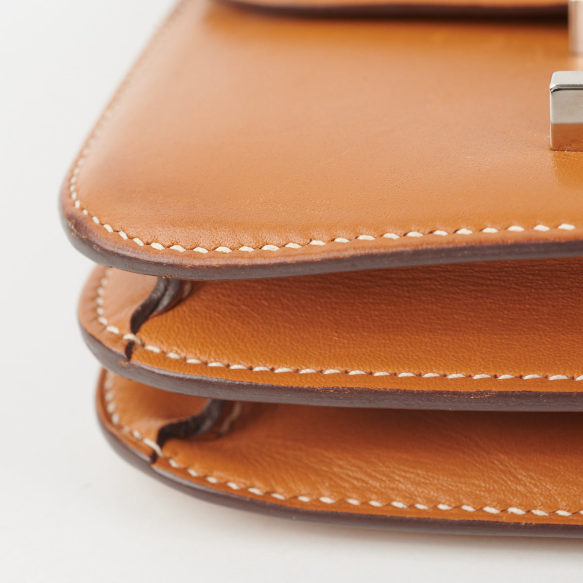 Authentic Hermes Mini Constance Bag in Butler Leather - Natural Sable Color with D Stamp 2019 | Luxury Crossbody Purse for Women, Perfect for Date Nights & Special Occasions