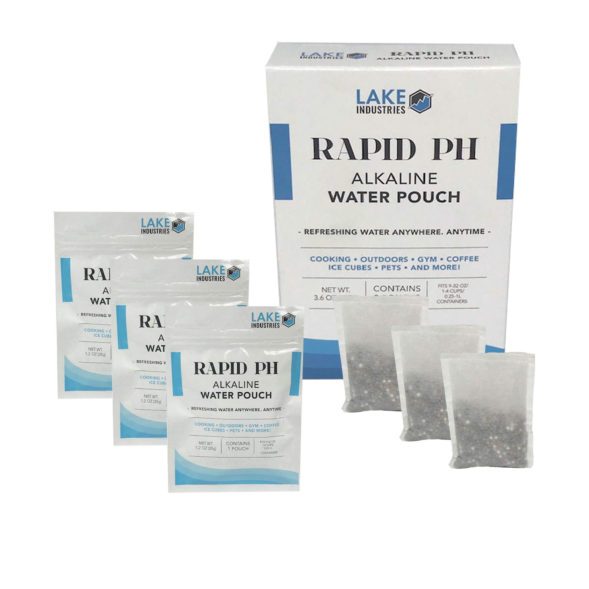 **Rapid pH Alkaline Water Filter Pouches - 3 Pack (900 Cups/48 Gal) - Portable Water Purifier for Bottles, Pitchers & Jugs - High pH Ionized Water for Hydration, Detox & Wellness**    *(Ideal for Travel, Gym, Office & Home Use - Boost Energy & Hydration Naturally!)*