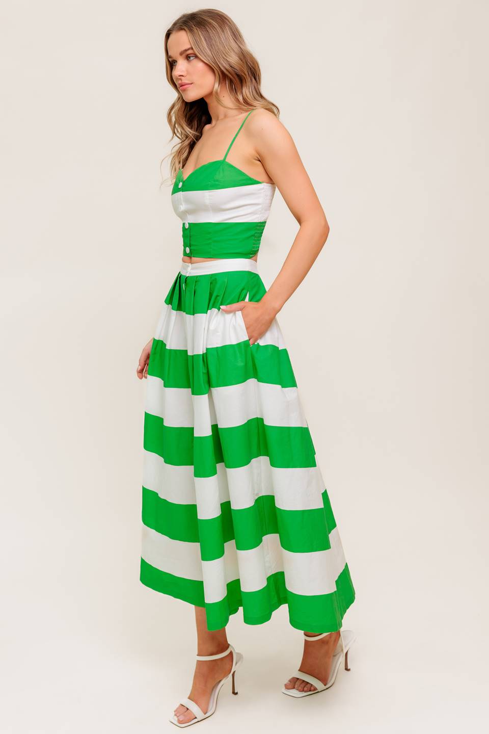 Stylish Green Endless Flair Top & Skirt Set - Perfect for Casual Outings, Parties & Summer Fashion