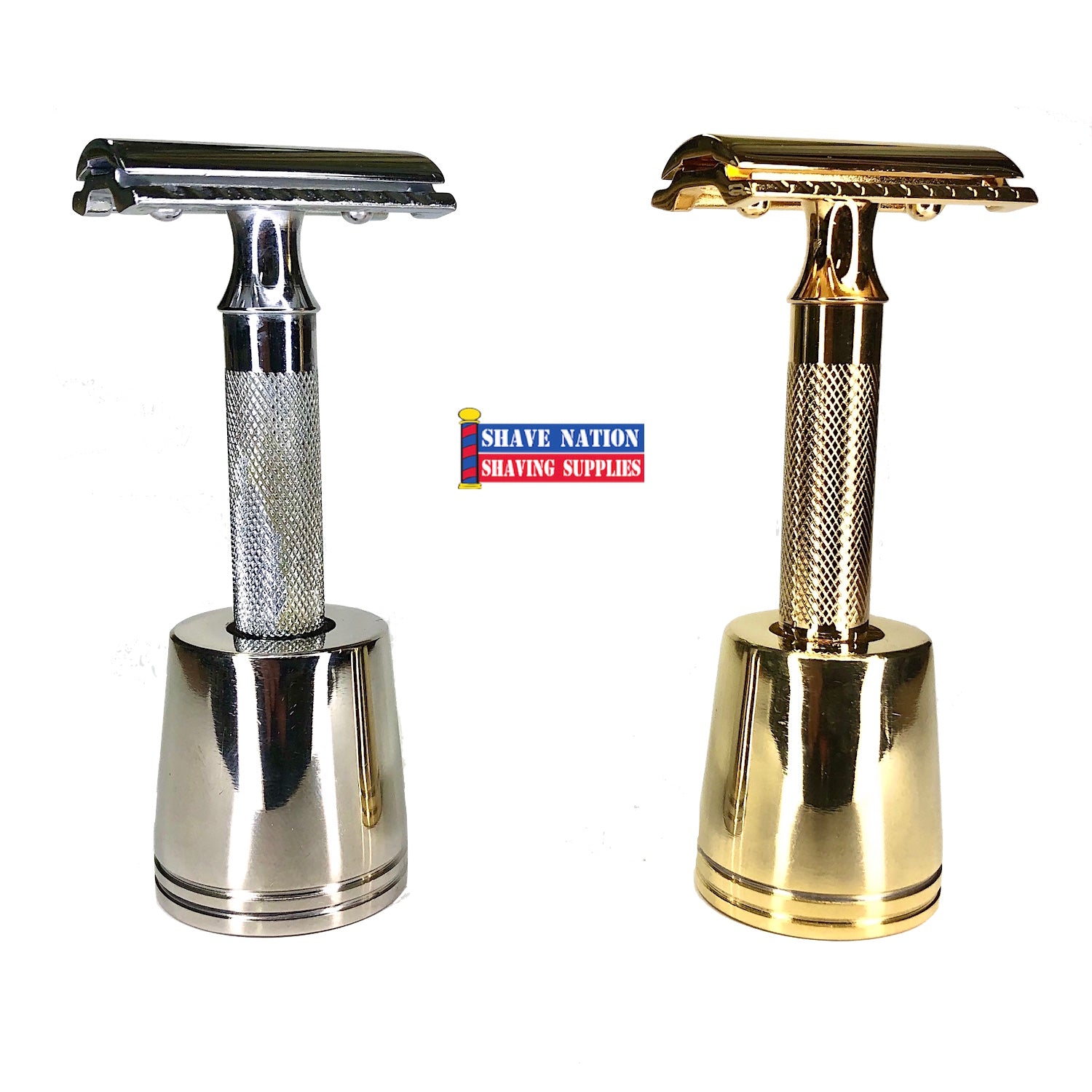 Premium Shave Nation Solo Razor Stand - Chrome Plated Safety Razor Holder for Men's Grooming - Perfect for Bathroom Countertop & Travel Shaving Kit Organization