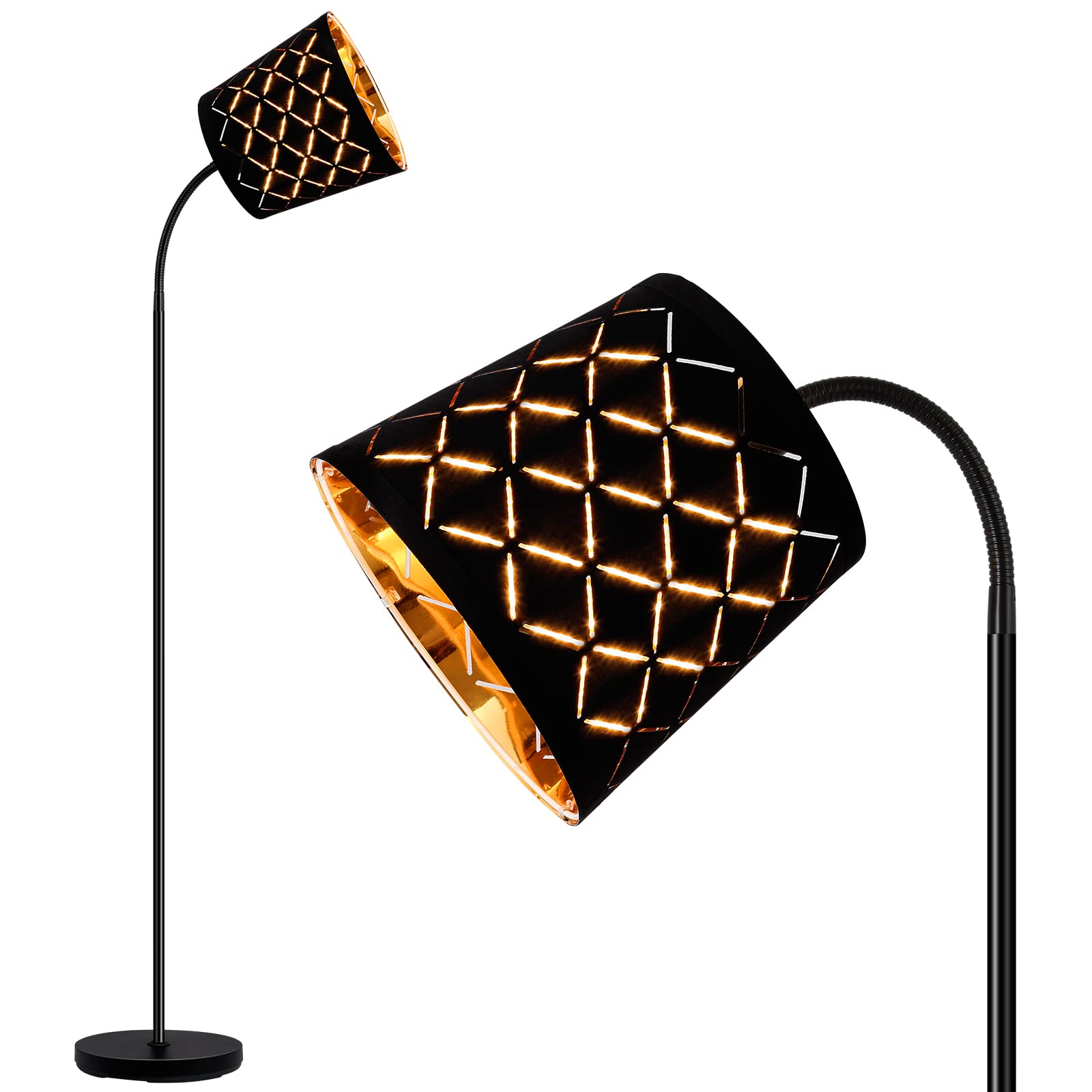 Modern LED Floor Lamp with Adjustable Gooseneck & Linen Shade - 6W Energy Efficient Standing Light for Living Room, Bedroom, Office & Farmhouse Decor - Perfect Reading Light & Ambient Lighting for Home & Workspaces