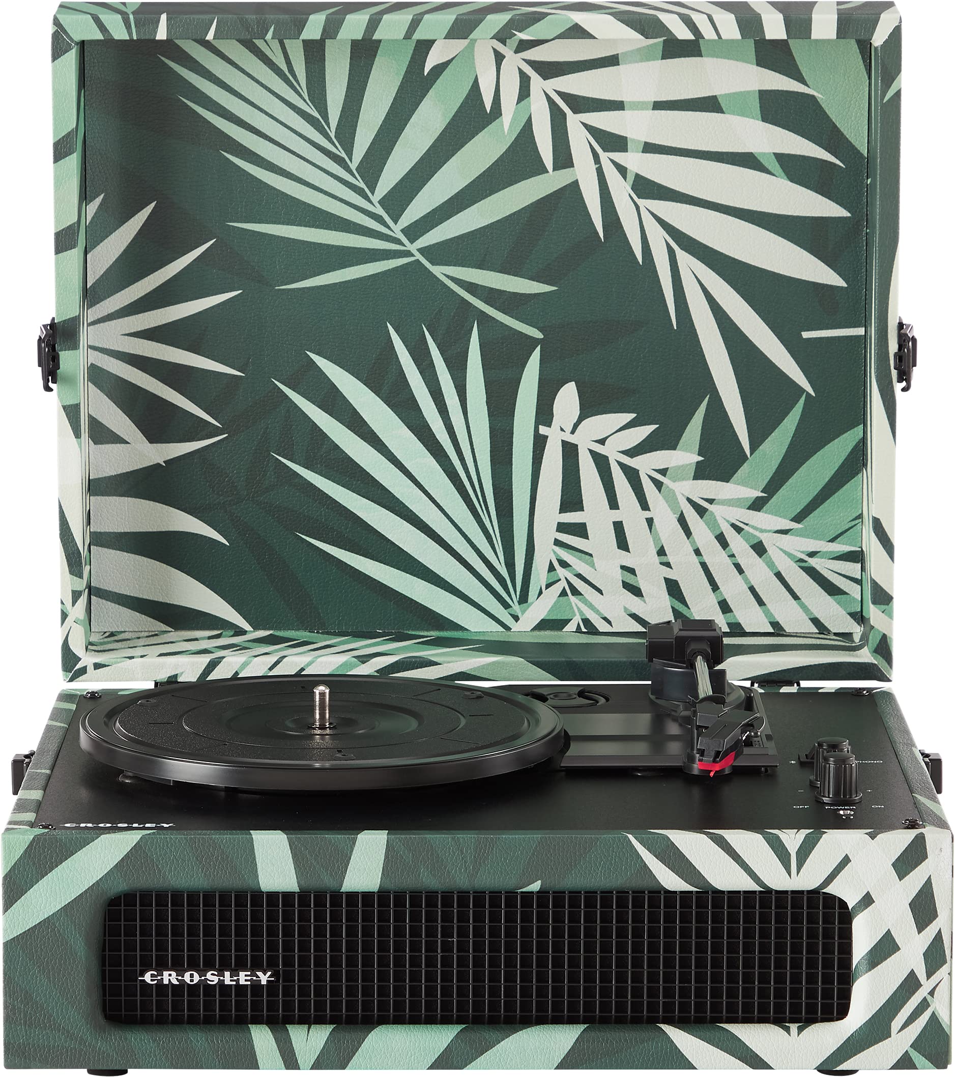 Crosley CR8017B-BO Voyager Vintage Portable Bluetooth Record Player with Built-in Speakers - Wireless Vinyl Turntable for Home, Office & Outdoor Use - Botanical Design