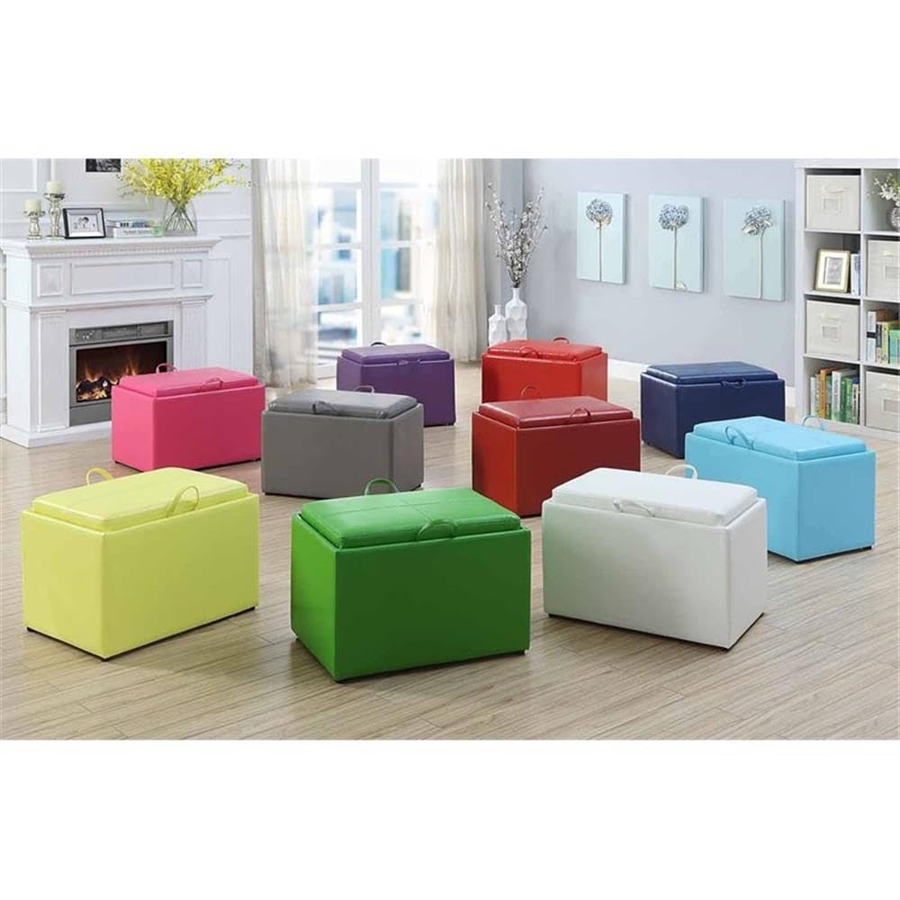 Pemberly Row Yellow Faux Leather Storage Ottoman - Accent Footrest with Hidden Storage Compartment | Perfect for Living Room, Bedroom & Home Decor
