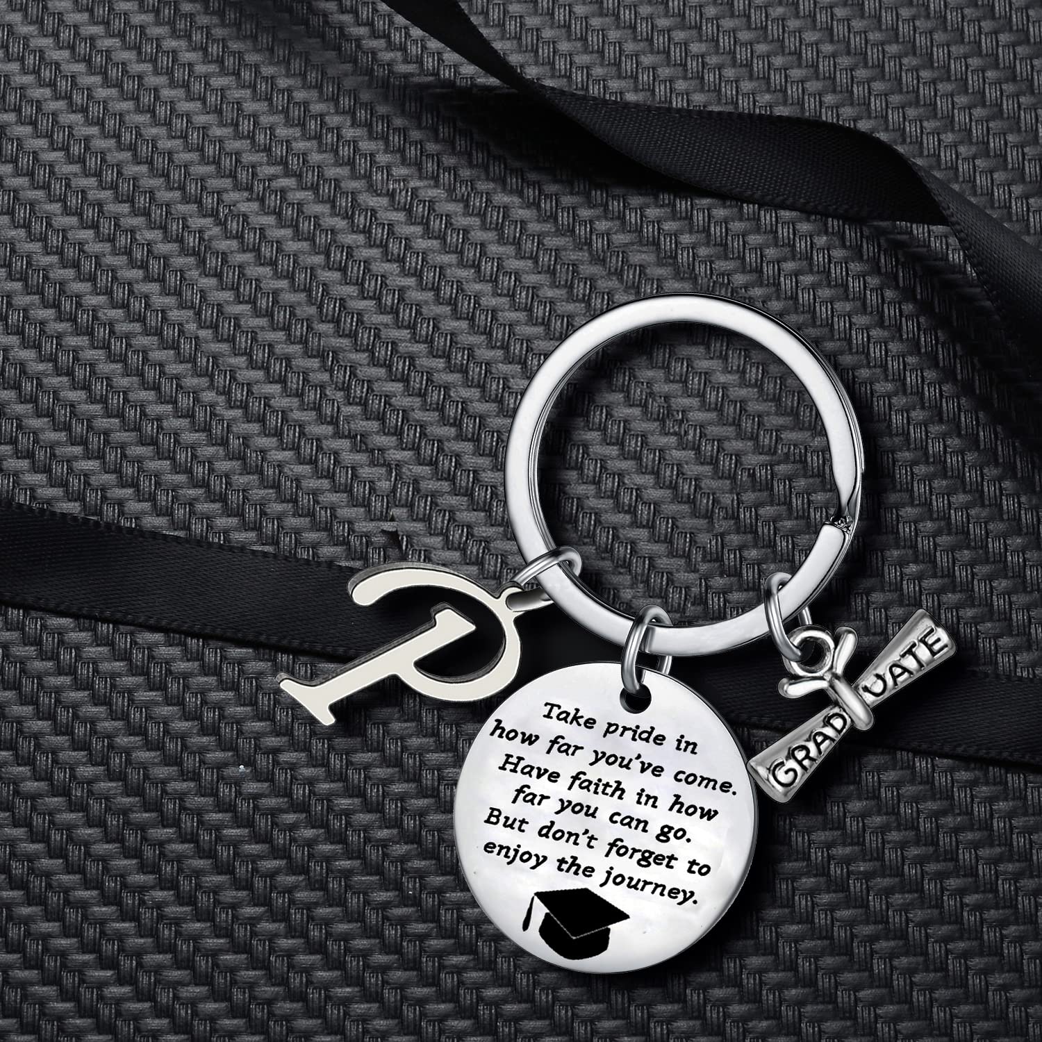 YEEQIN Personalized Graduation Keychain with Initial Letter - Inspirational Graduation Gift for High School & College Graduates - Perfect for Commencement, Parties & Celebrations