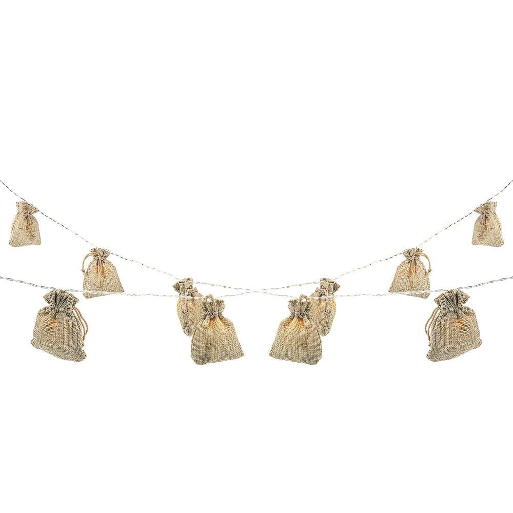Southern Homewares Burlap Bag LED String Lights - 20ft Warm White Fairy Lights for Indoor/Outdoor Party Decor, Wedding, Backyard, Camping, Dorm Room & Home Ambiance Lighting