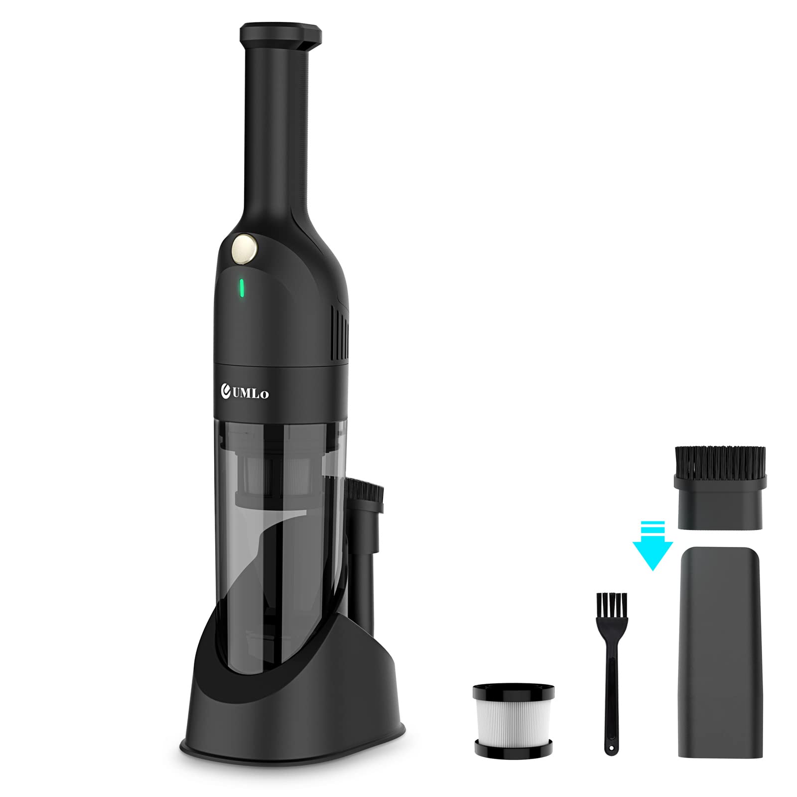 UMLo H6 Cordless Handheld Vacuum Cleaner - Rechargeable, Powerful 16KPA Suction, 30 Mins Runtime, 500ML Dustbin - Lightweight Portable Car Vacuum for Pet Hair, Home, Office, Car Floors - Perfect for Quick Cleanups & Spot Cleaning