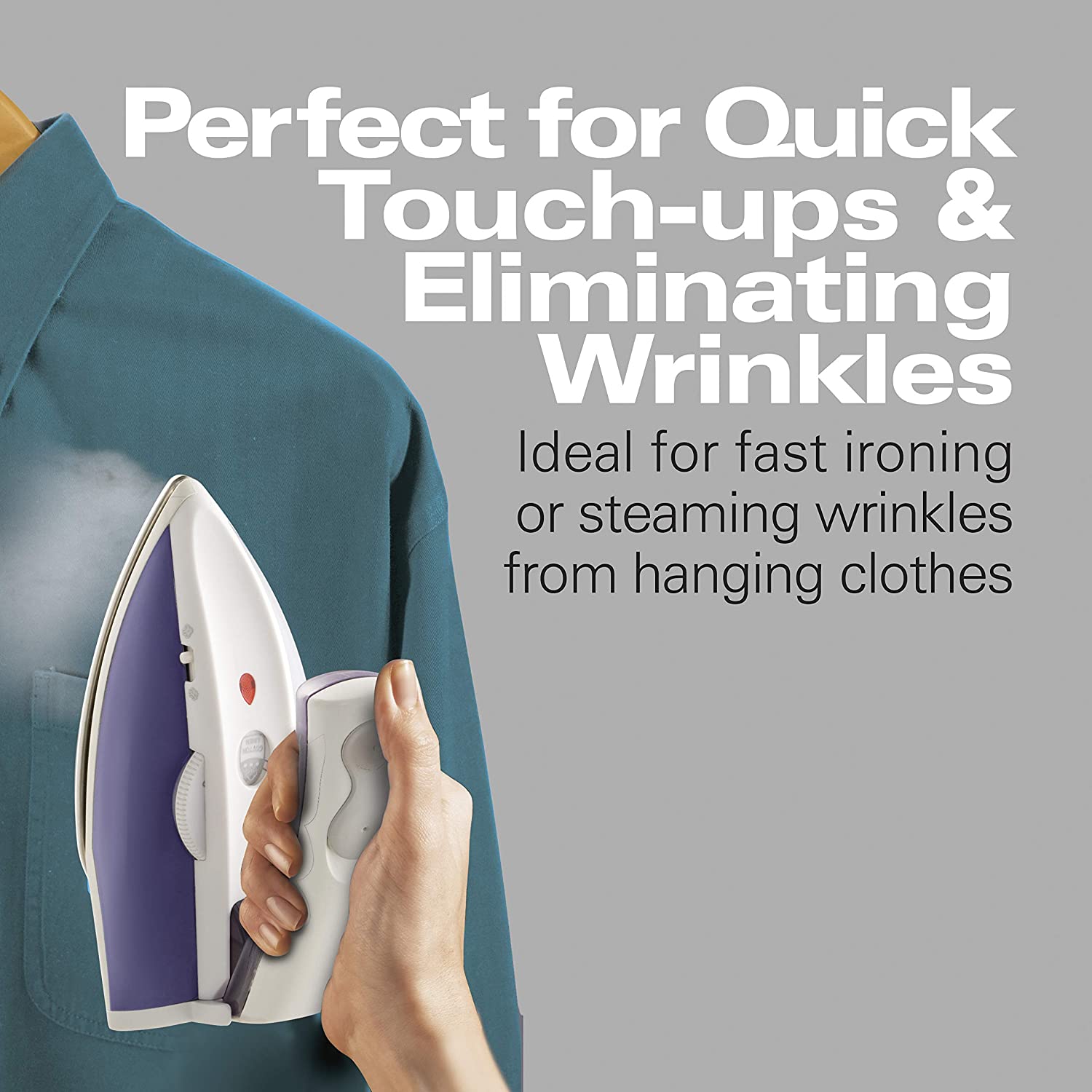 Hamilton Beach Travel Iron and Steamer 10092 - Compact Portable Iron for Clothes with Steam Function - Perfect for Travel, Business Trips & Home Use