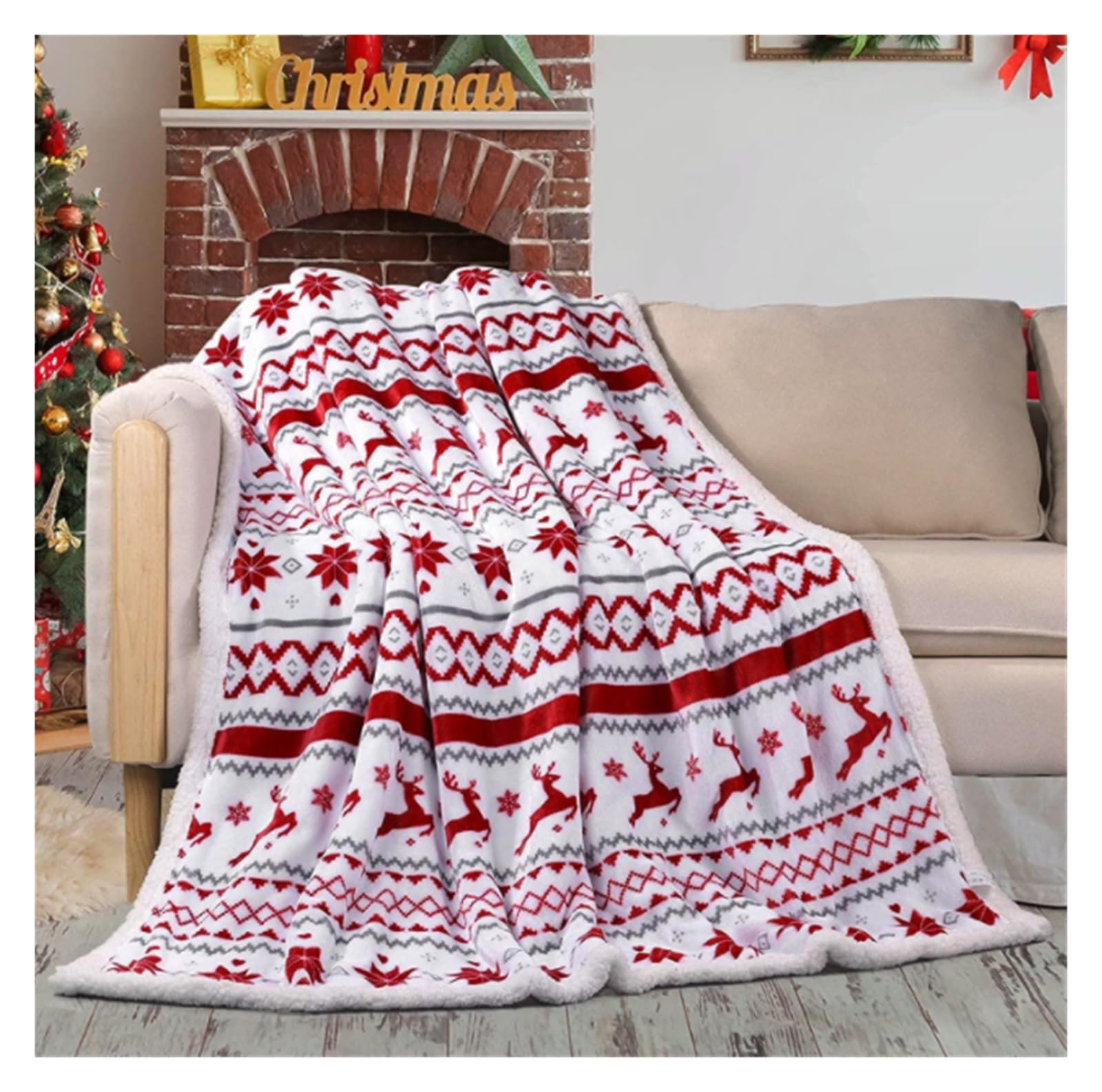 Premium Fleece Sherpa Blanket - Ultra Soft & Warm Winter Throw for Couch, Bed, Sofa - 160x200cm Cozy Blanket for Christmas, Fall & Winter - Perfect for Lounging, Gifting & Home Decor (Color: A)