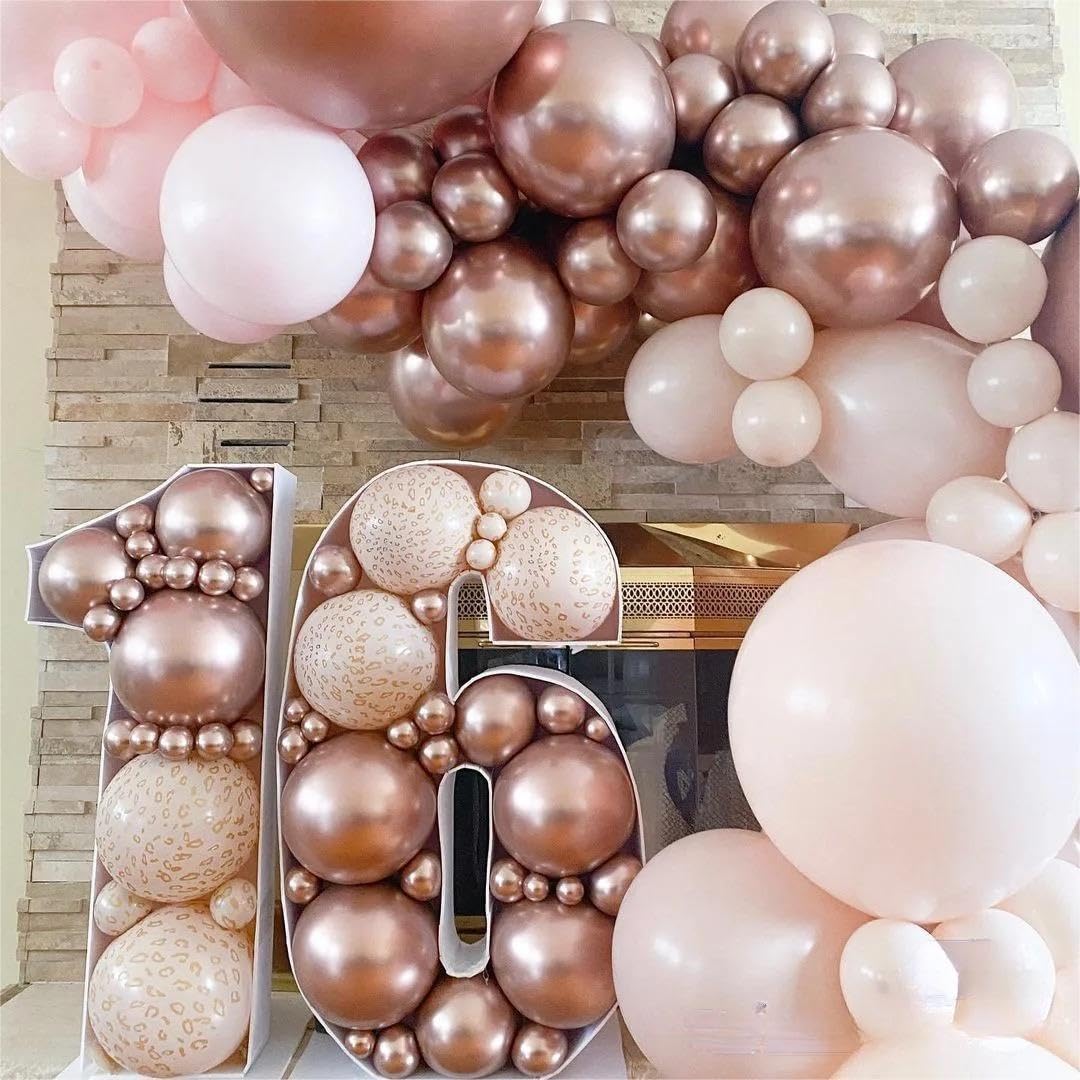 12 Inch Rose Gold Chrome Metallic Latex Balloons - 100 Pack Shiny Party Balloons for Birthday, Wedding, Baby Shower, Graduation, Halloween & Christmas Decorations | Perfect for Indoor/Outdoor Celebrations & Photo Backdrops