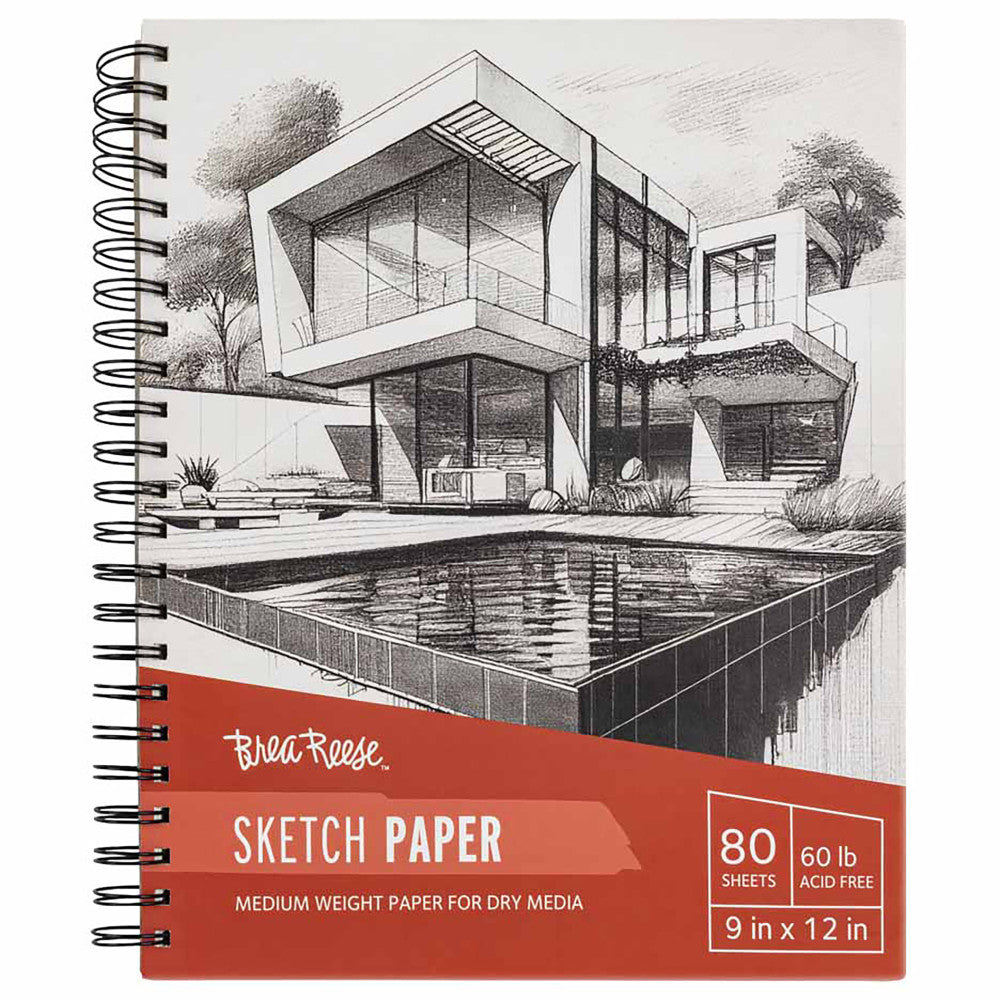 Brea Reese Spiral Bound Sketch Pad - 9x12 Inch, 80 Sheets of 60 lb Acid Free Paper for Drawing, Sketching & Art Projects - Perfect for Artists, Students & Creative Professionals