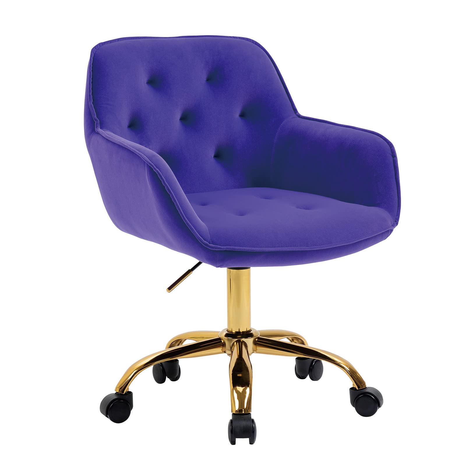 MTFY Modern Velvet Desk Chair - Ergonomic Home Office Computer Chair with 360° Swivel & Golden Legs, Upholstered Accent Armchair for Women, Girls, Living Room, Bedroom & Office Workspace
