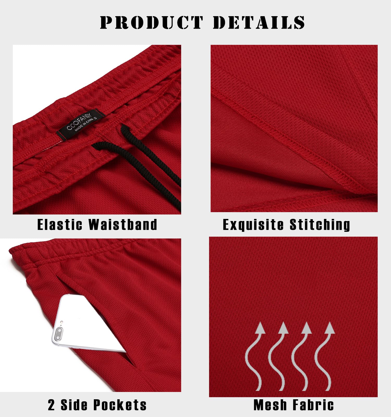 COOFANDY Men's 3 Pack Gym Shorts - Lightweight Athletic Workout Shorts with Mesh Lining & Pockets for Running, Training & Bodybuilding - Perfect for Gym, Sports & Casual Wear