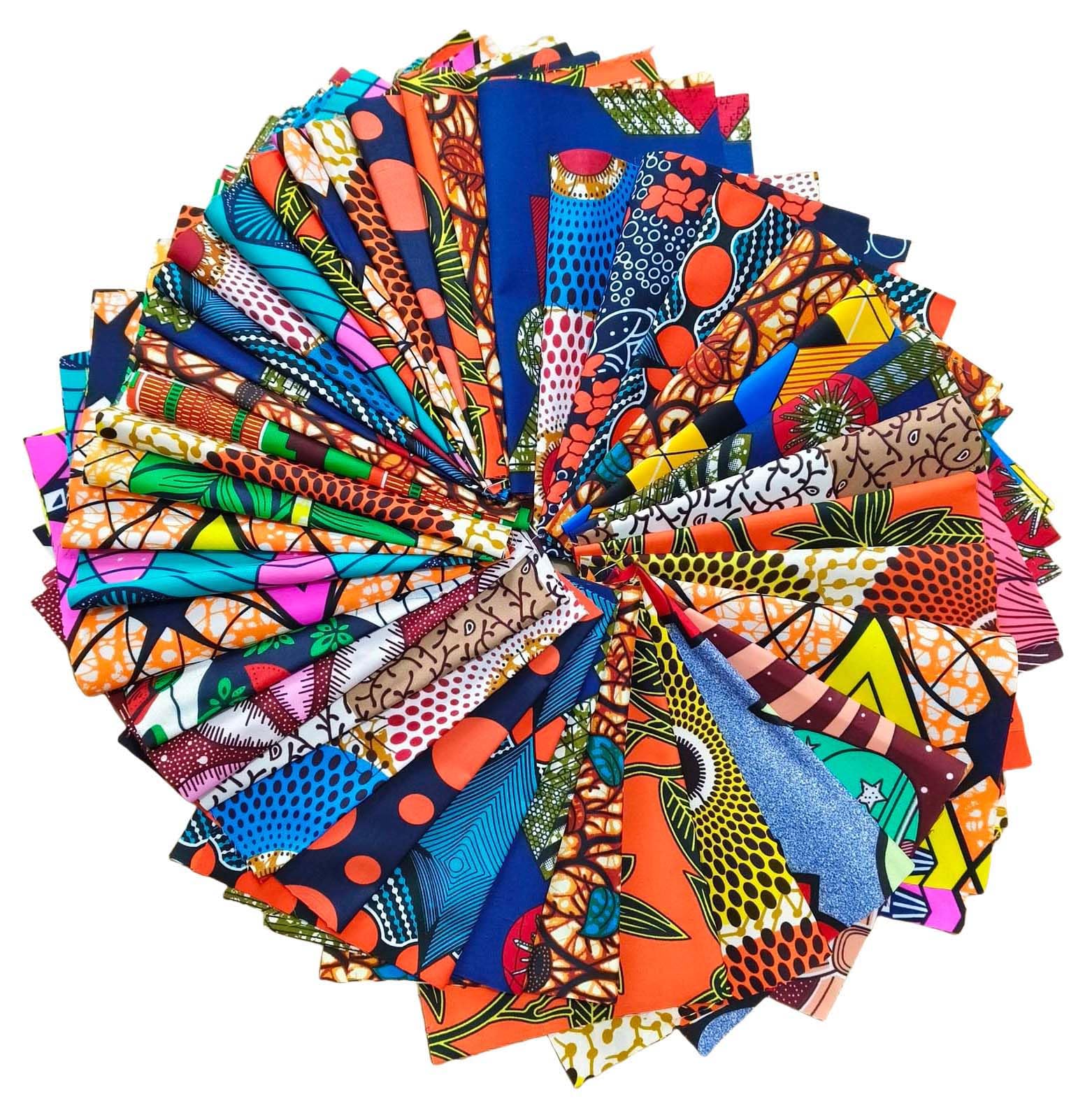 40 Pcs African Print Fabric Fat Quarters - 13.7 x 9.8 Inch Cotton Quilting Fabric Scraps for DIY Sewing, Handmade Accessories, Patchwork & Crafts (Random Colors) - Perfect for Quilting, Home Decor, Fashion Design & DIY Projects