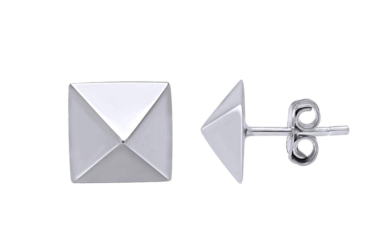 14K Gold Plated 925 Sterling Silver 3D Pyramid Stud Earrings for Women - Valentine's Day Gift, Anniversary Present, Birthday Jewelry for Her - Perfect for Date Nights, Parties and Special Occasions