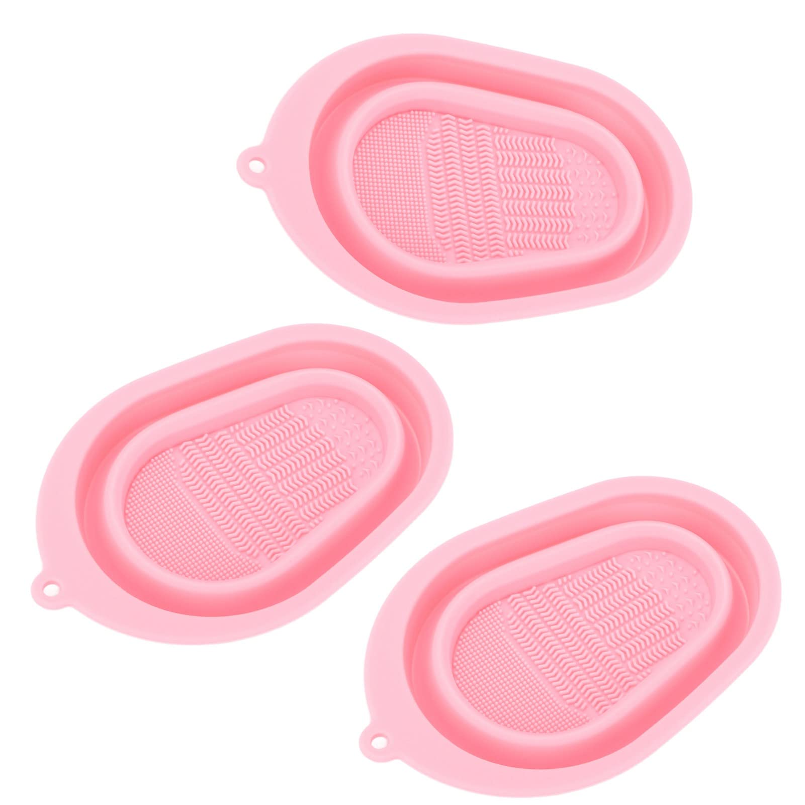 Yaosh Silicone Makeup Brush Cleaner - Portable Foldable Scrubber Mat & Cleaning Bowl Set (3pcs) - Perfect for Travel & Home Makeup Brush Care - Durable Silicone Material for Gentle Cleaning