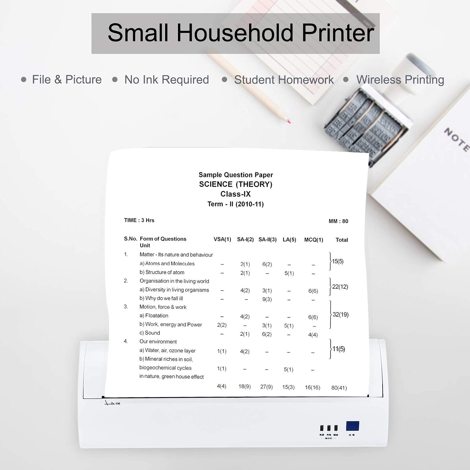 OHHG A4 Portable Thermal Printer - 210mm Mini Mobile Photo Printer with 203DPI, Bluetooth & USB Connectivity for Windows - Perfect for Receipts, Labels & On-the-Go Printing