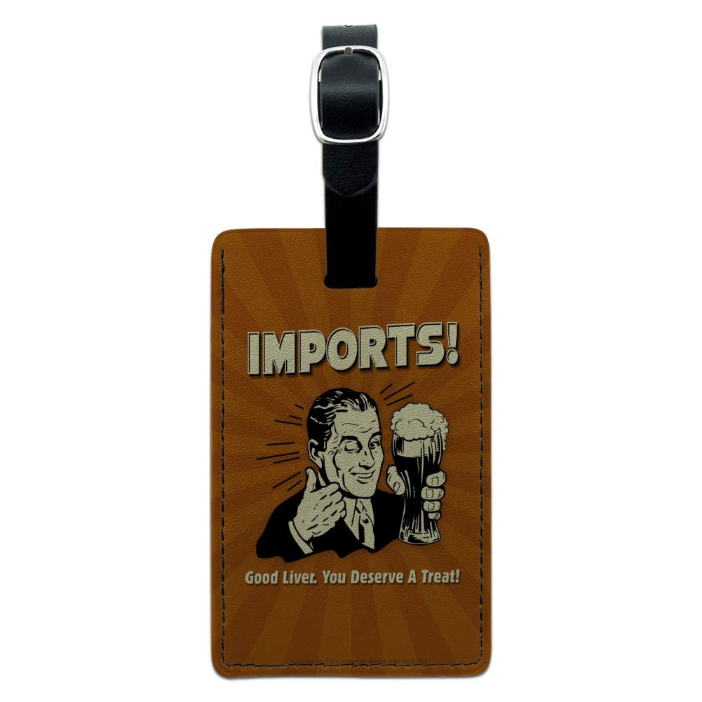 Premium Rectangle Leather Luggage Tag for Travel - Personalized ID Card Holder with Stainless Steel Loop - Perfect for Suitcases, Backpacks & Business Travel Accessories