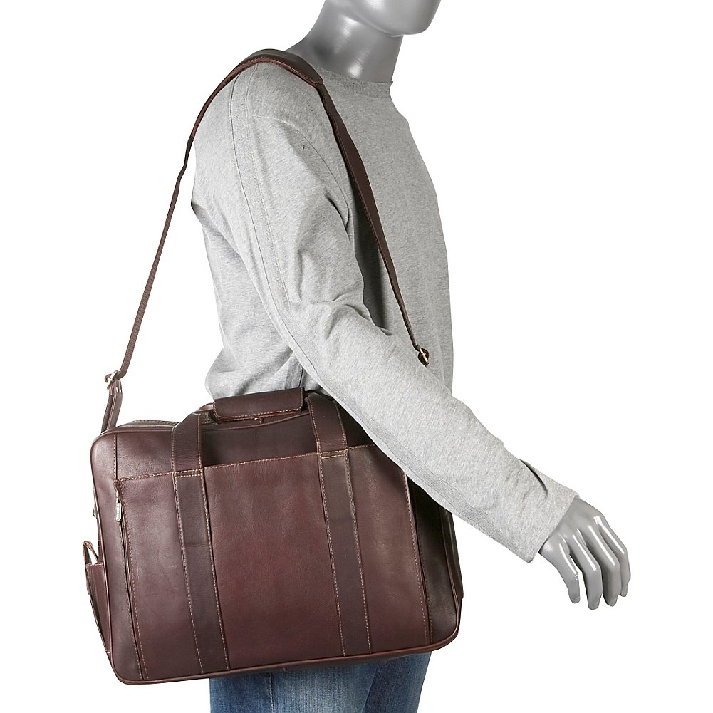 Premium Leather Computer Briefcase for Laptop - Durable Saddle Brown Business Bag with Adjustable Shoulder Strap - Perfect for Office, Work, Travel & Daily Commute