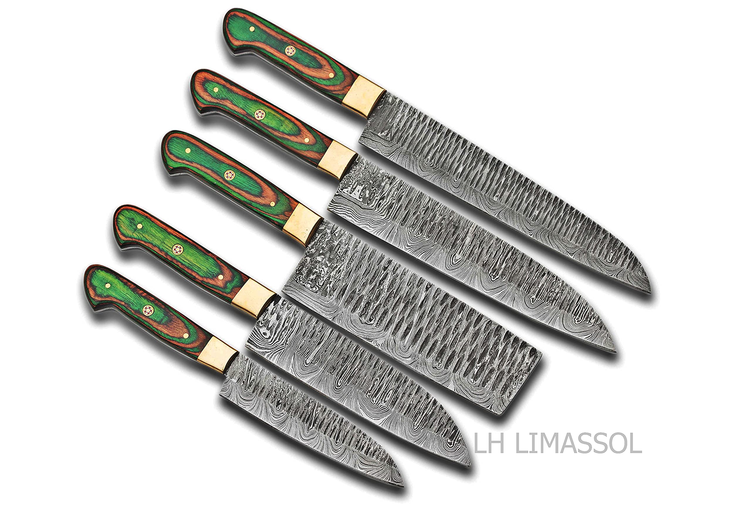 Premium Damascus Steel Kitchen Knife Set - 5 Piece Hand-Forged Chef Knives with Leather Roll Case | Perfect for Home Cooking, Professional Chefs & Christmas Gifts | Ideal for Kitchen, Dining & Culinary Enthusiasts
