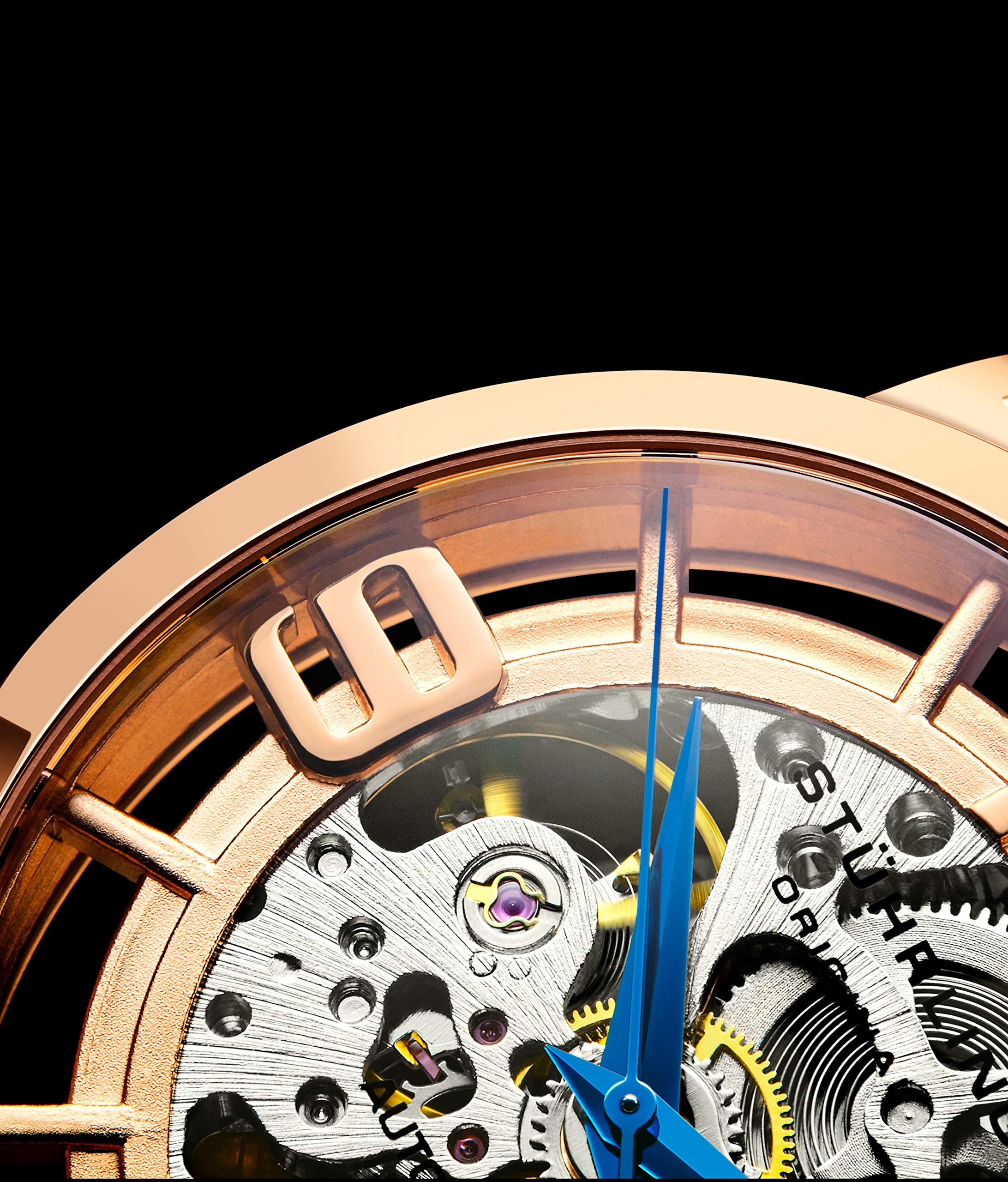 Stuhrling Original Men's Skeleton Automatic Watch - Self Winding Mechanical Dress Watch - Winchester 44 Elite in Rose Gold - Perfect for Business, Formal Events & Luxury Gifts