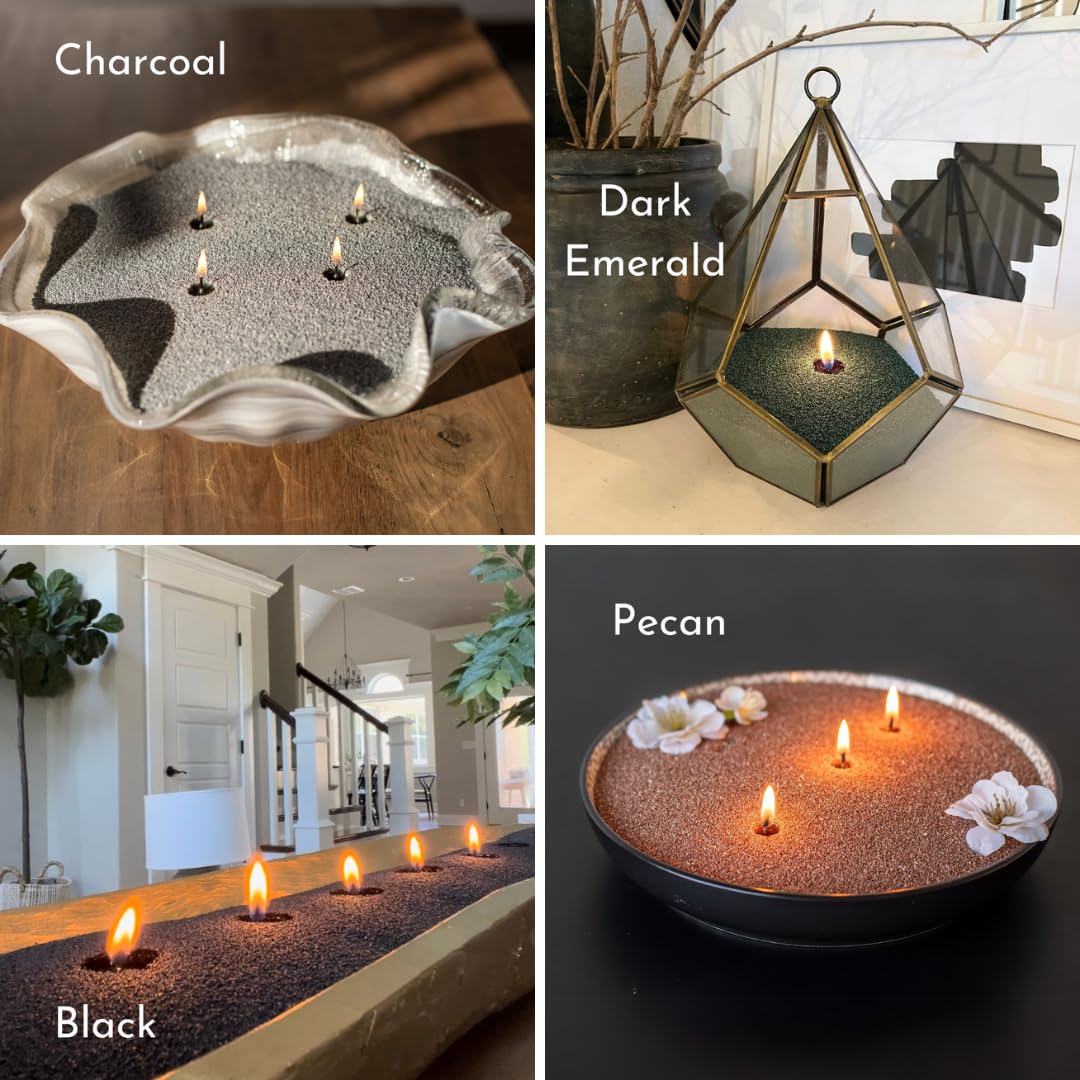 Foton Pearled Candle 18oz - Black Unscented Non-Toxic Long-Lasting Powder Candles (120 Hours Burn Time) - Refillable Candle Sand with 30 Wicks for DIY Candle Making - Perfect for Home Decor, Weddings & Relaxation