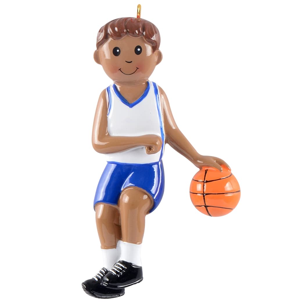 MAXORA Personalized Basketball Ornament - African American Boy Basketball Player Shooting Hoops - Custom Christmas Gift for Basketball Coach & Sports Fans 2024 - Perfect for Tree Decor, Holiday Gifts & Sports Enthusiasts