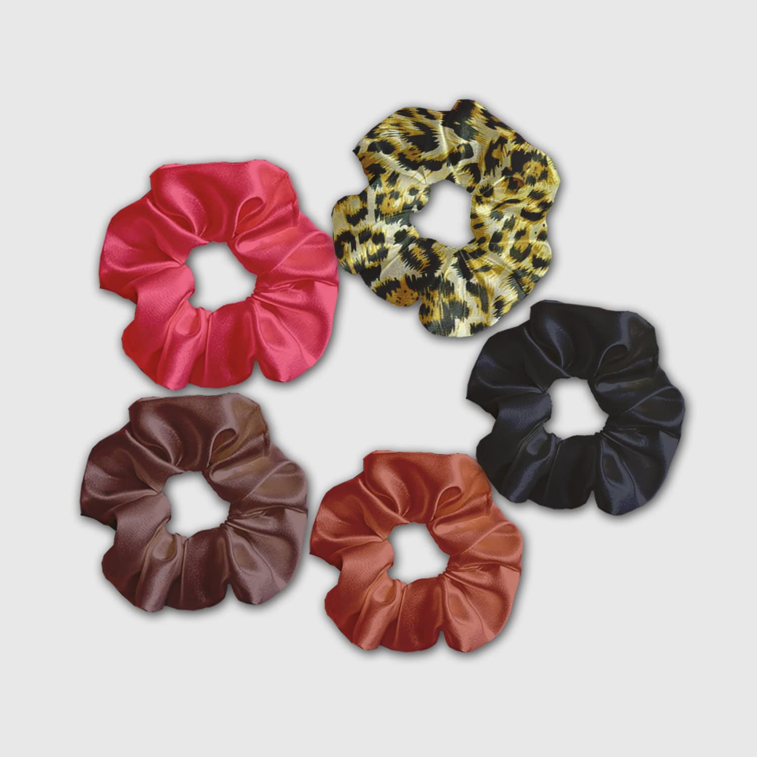 Premium Satin Silk Scrunchies for Women - Set of 5 Hair Ties for Less Hair Breakage & Gentle Hold | Soft Hair Bands for Girls & Women | Perfect Gift for Mom, Sister & Girlfriend | Great for Workouts, Office & Everyday Use (5-Pack)
