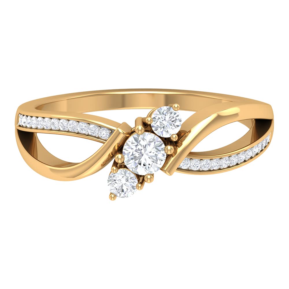 0.50 CT Natural Diamond Three Stone Promise Ring for Women - 14K Solid Gold Infinity Ring with April Birthstone - Perfect for Anniversaries, Engagements & Special Occasions
