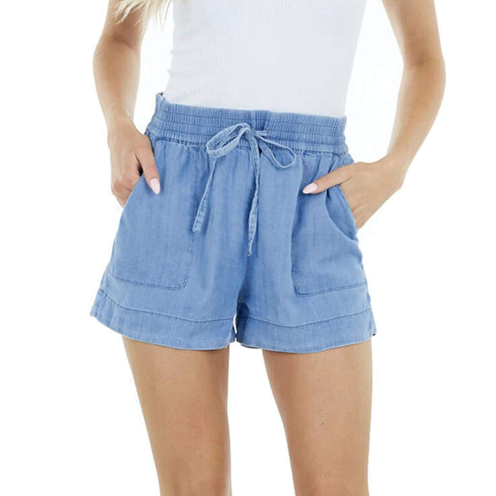 Women's Light Blue Denim Shorts - High Waisted Casual Jean Shorts for Women | Perfect for Summer, Beach, and Everyday Wear
