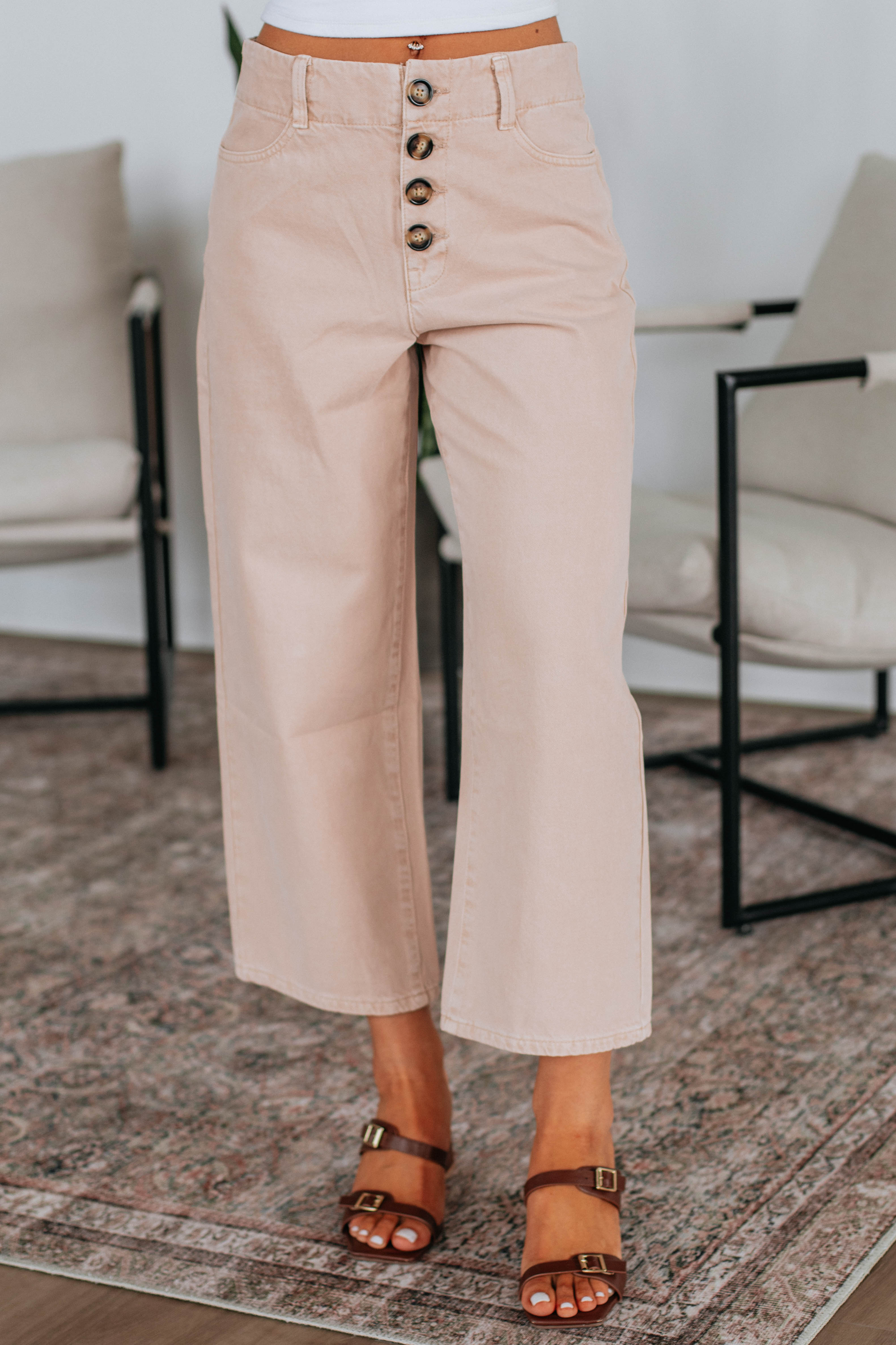 Blithe Wide Leg Pants for Women - High Waisted Linen Trousers in Sunkissed Beige | Comfortable Summer Casual Pants for Office, Travel & Everyday Wear