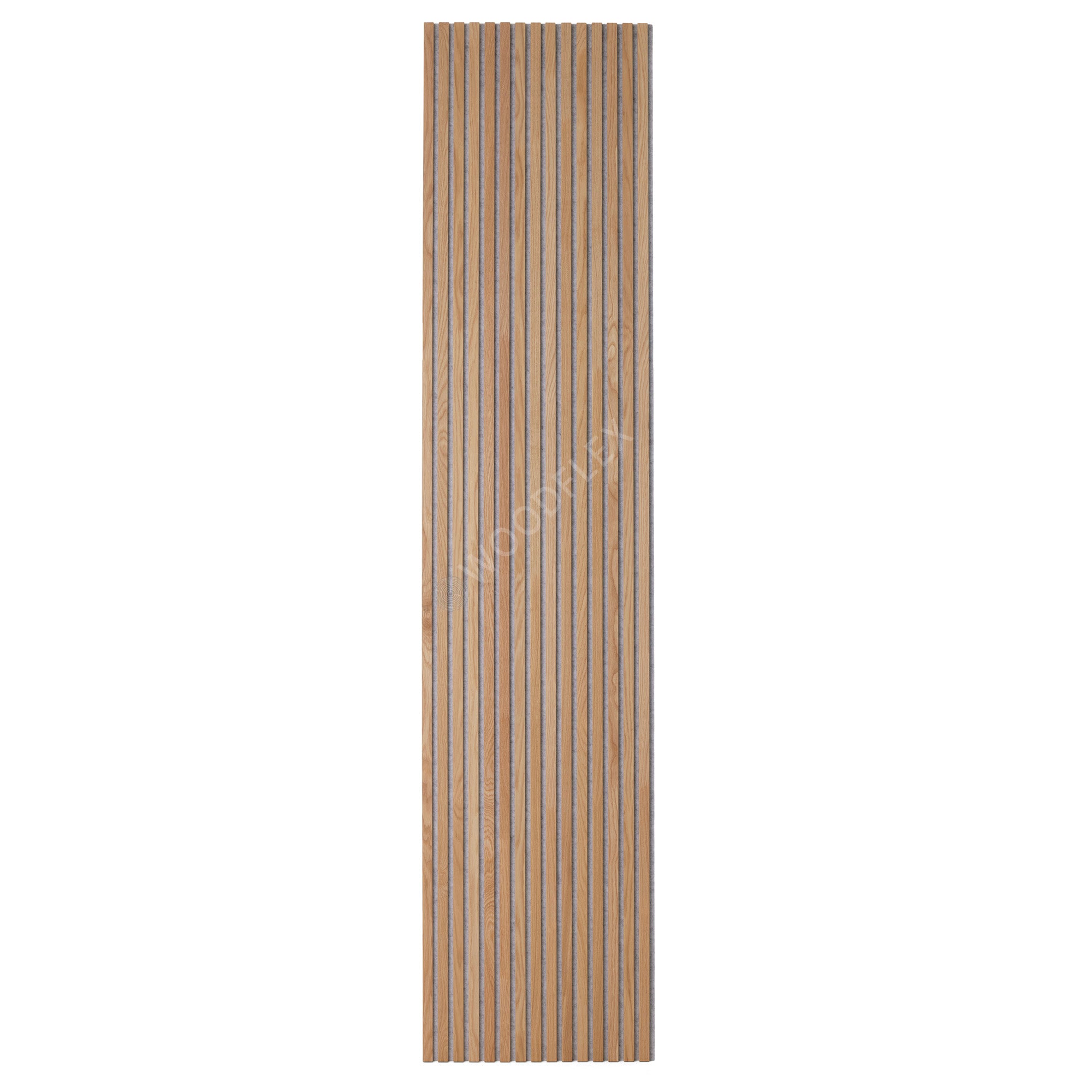 WOODFLEX Flexible Acoustic Wood Slat Panel - 3 Sided Oak Veneer on Light Grey - 2700mm x 600mm - Soundproof Wall Panels for Home Theater, Office & Studio Decoration