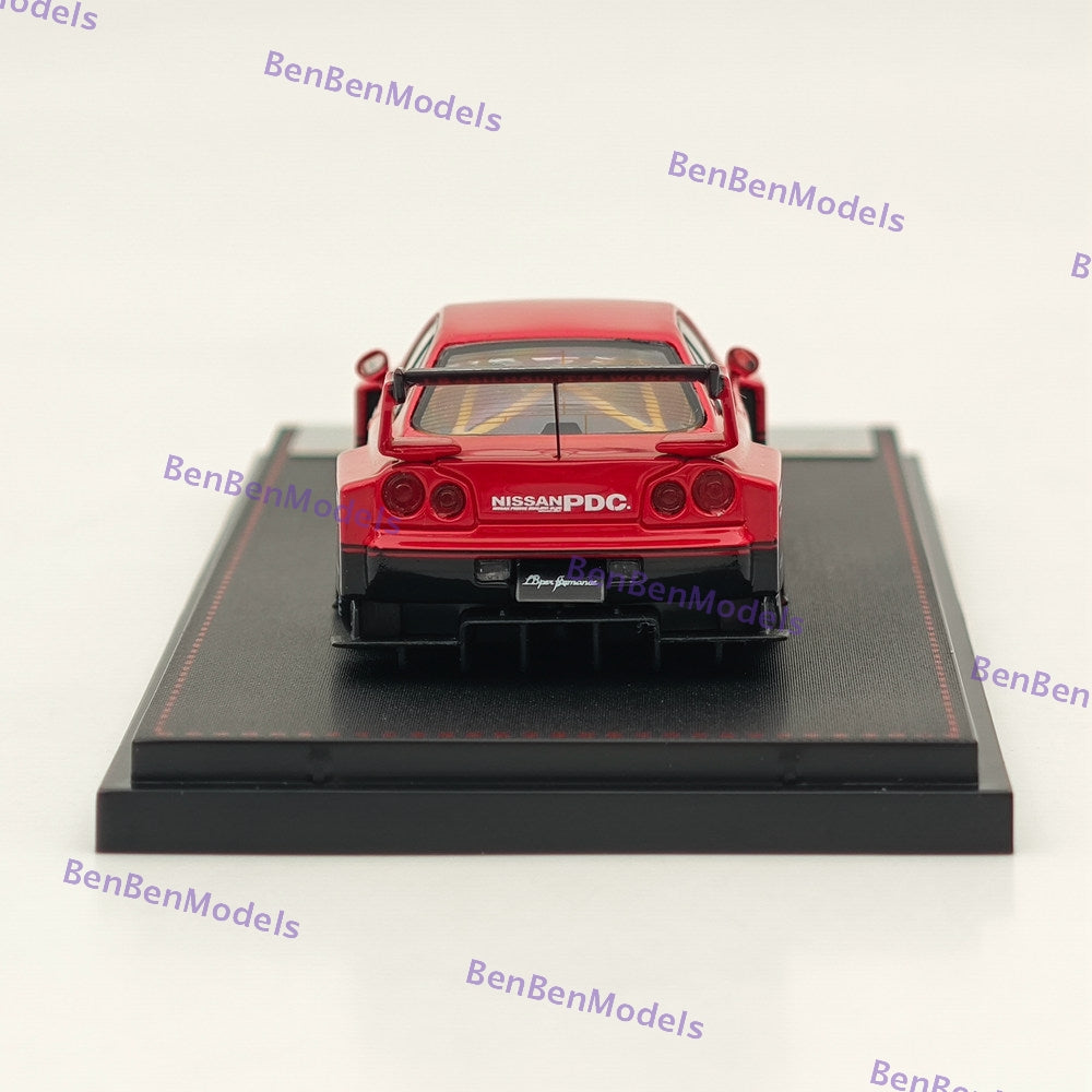 1:64 Scale LBWK GTR ER34 #9 Red Open Version Diecast Model Car - Collectible Street Weapon for Display & Racing Scenes