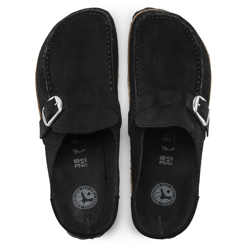 Birkenstock Buckley Suede Leather Clog in Black - Comfortable Slip-On Shoes for Men & Women - Perfect for Home, Office & Casual Wear