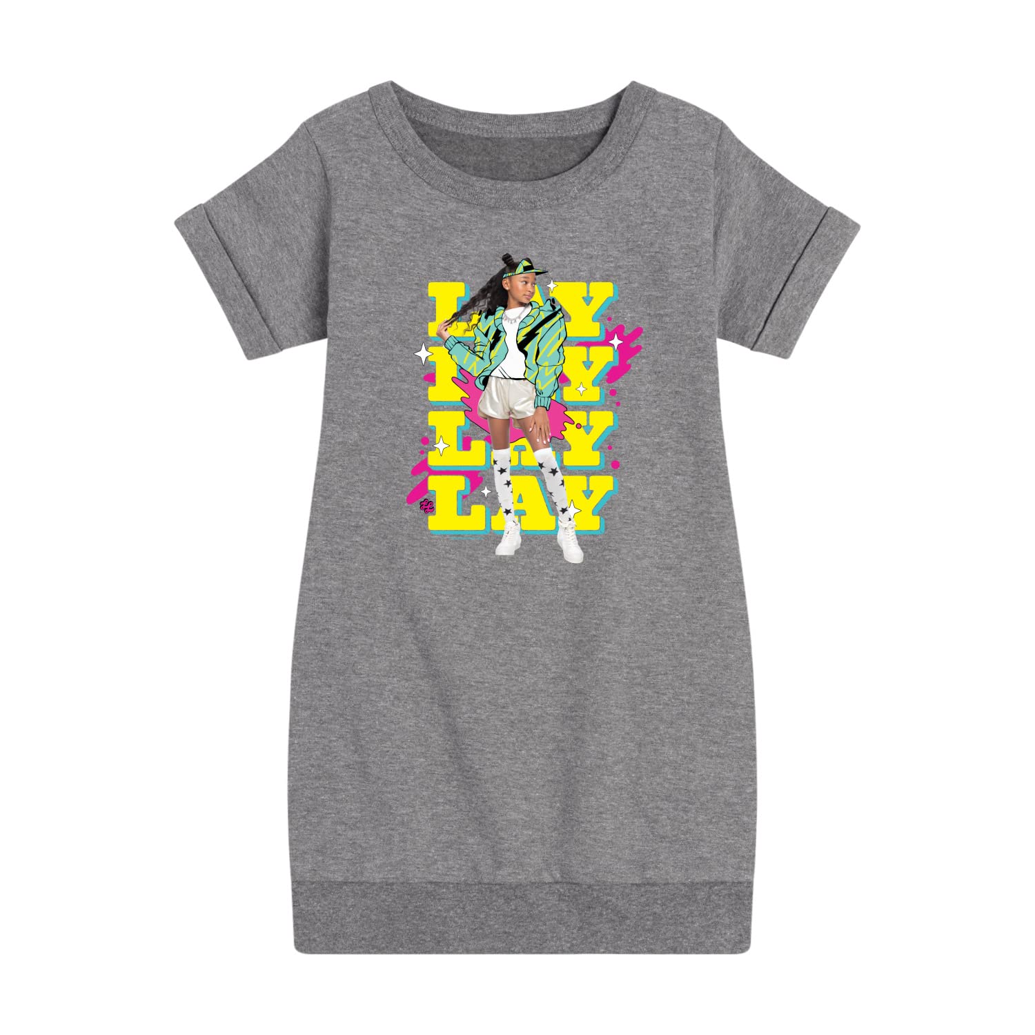 Hybrid Apparel Lay Lay Repeated Fleece Dress for Girls - Soft & Cozy Winter Outfit for School, Playdates & Holiday Gatherings