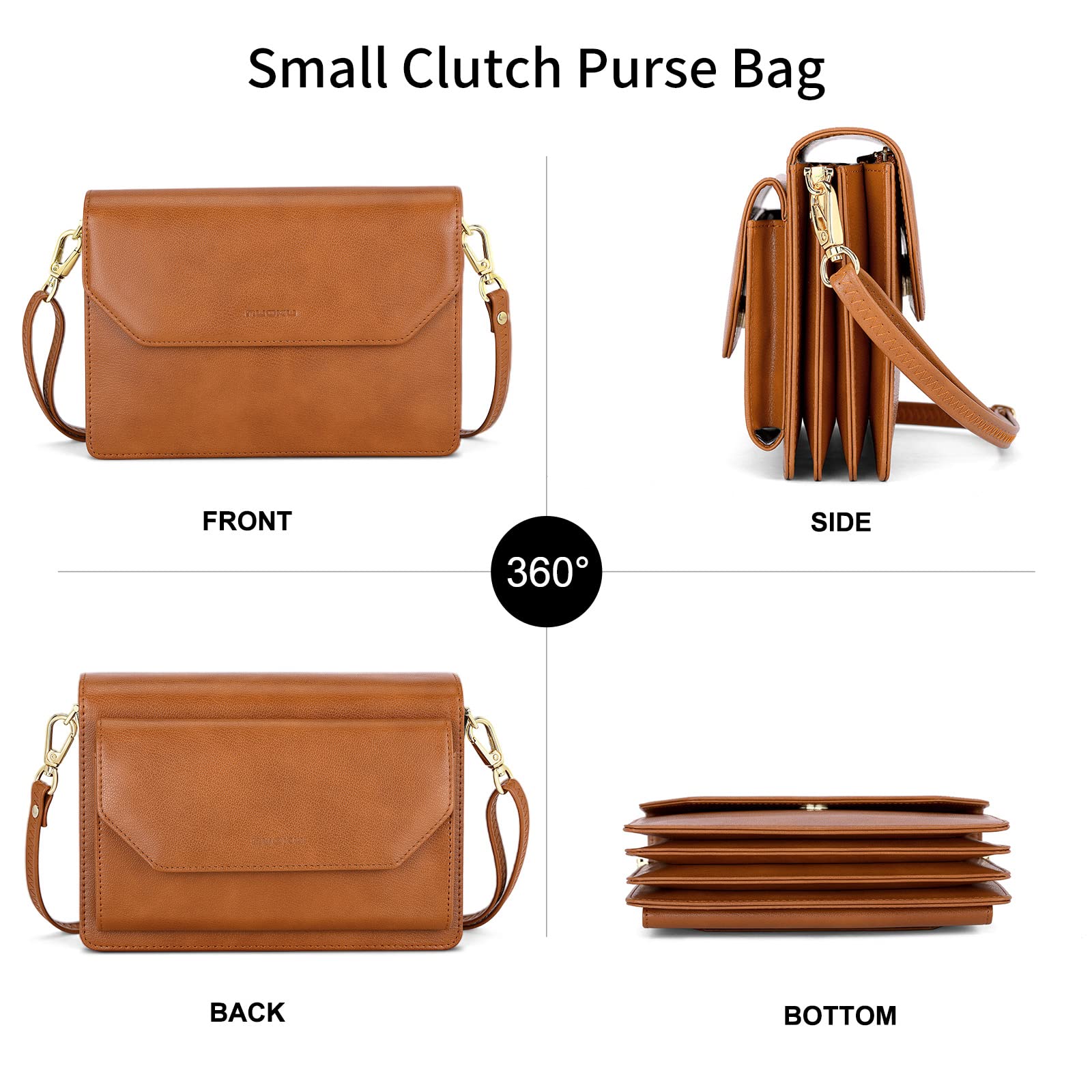 Nuoku Women's Small Clutch Purse - Elegant PU Leather Evening Wristlet Handbag with Crossbody Strap | Perfect for Parties, Weddings, Date Nights & Special Occasions
