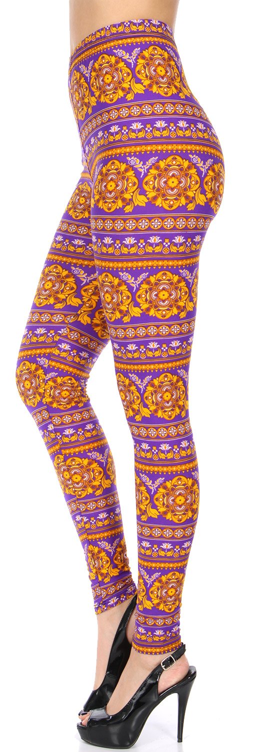SERENITA Premium Ultra Soft Printed Brushed Fashion Leggings for Women - High Waisted Yoga Pants with Pockets - Perfect for Workout, Running, Lounge & Everyday Wear