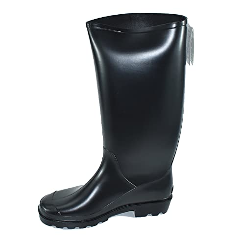 Aimaer Men's Steel Toe Rubber Safety Work Boots - Waterproof High Tube Non-Slip Hunting & Farm Boots for Outdoor, Construction & Heavy Duty Work (Black & Brown)