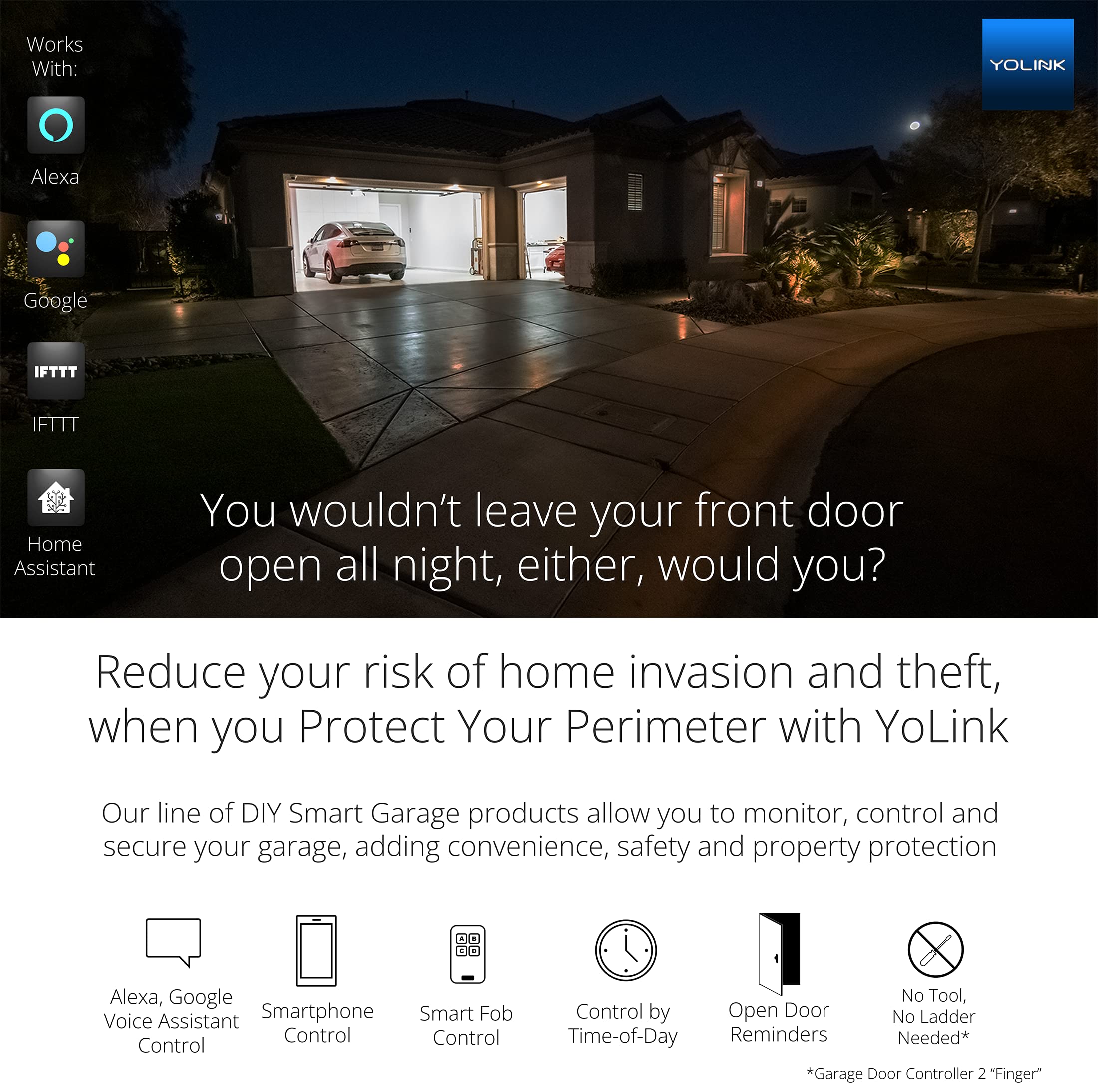 YoLink Smart Garage Door Sensor - Wireless Garage Door Position Monitor with Open/Close Alerts, Works with Alexa, Google Home, IFTTT & Home Assistant (Hub Required) | Perfect for Home Security & Smart Garage Automation