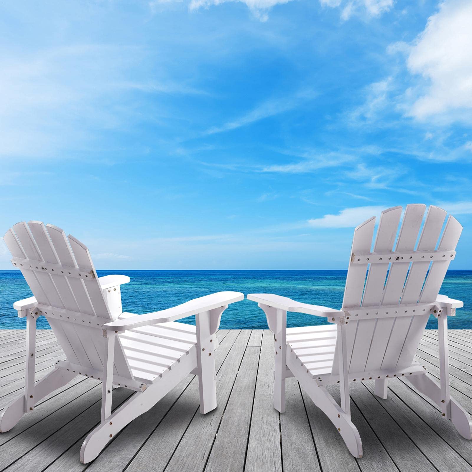 Premium Foldable Solid Wood Adirondack Chair - All-Weather Outdoor Patio Chair for Terrace, Porch, Lawn & Beach - 350LBS Weight Capacity (White) - Perfect for Relaxing in Your Garden or by the Poolside