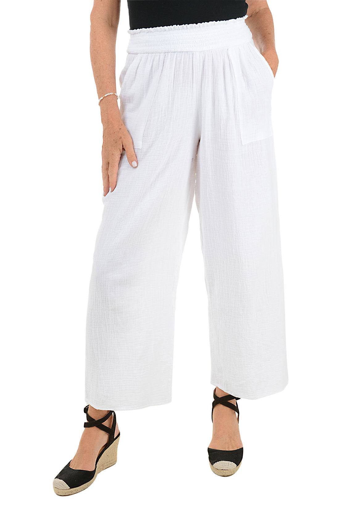 Soft Cotton Gauze Wide Leg Lounge Pants for Women - Comfortable Boho Chic Pajama Bottoms for Yoga, Meditation & Relaxation at Home