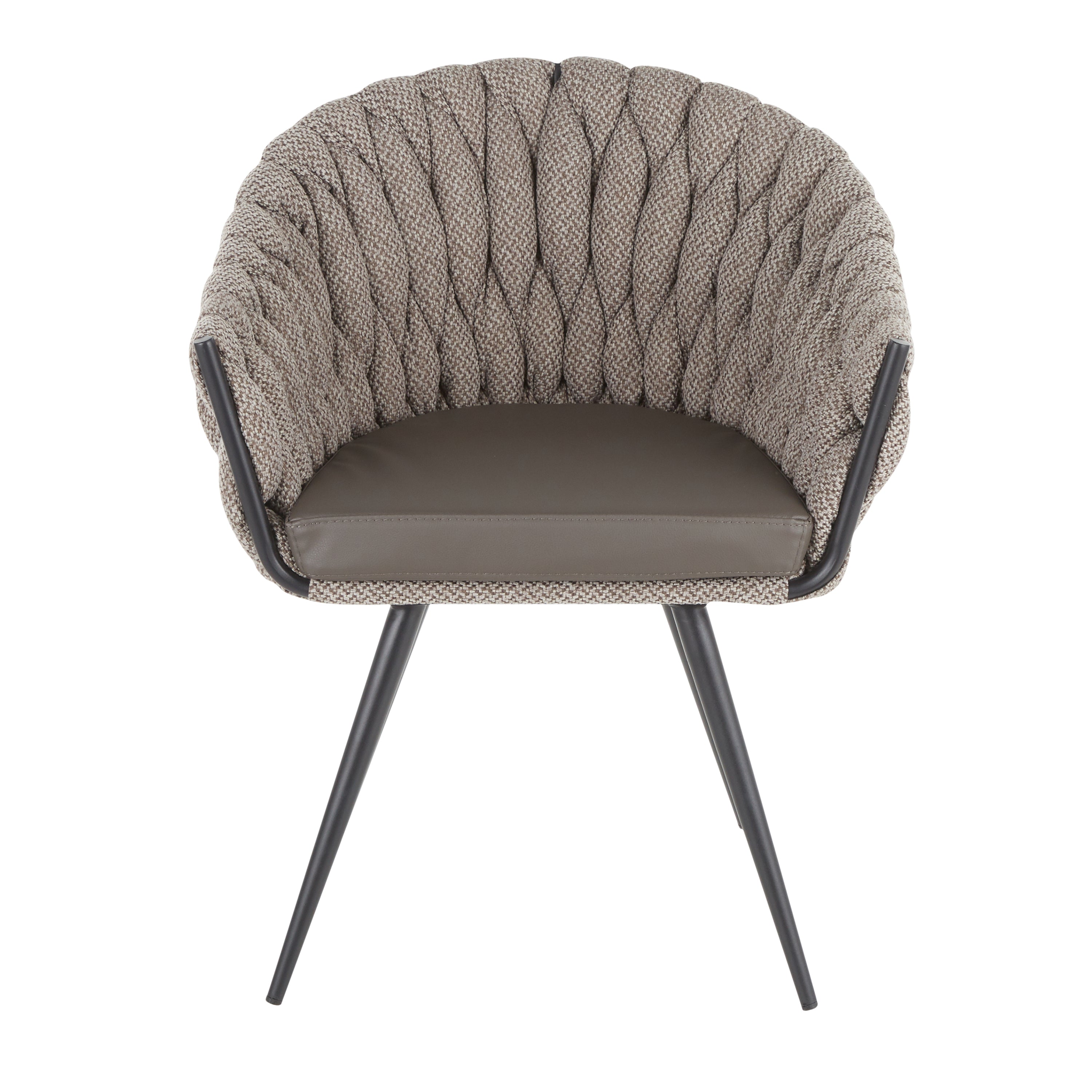 LumiSource Black Metal Braided Matisse Contemporary Chair with Grey Faux Leather & Fabric - Modern Accent Chair for Living Room, Office, or Dining Room Decor